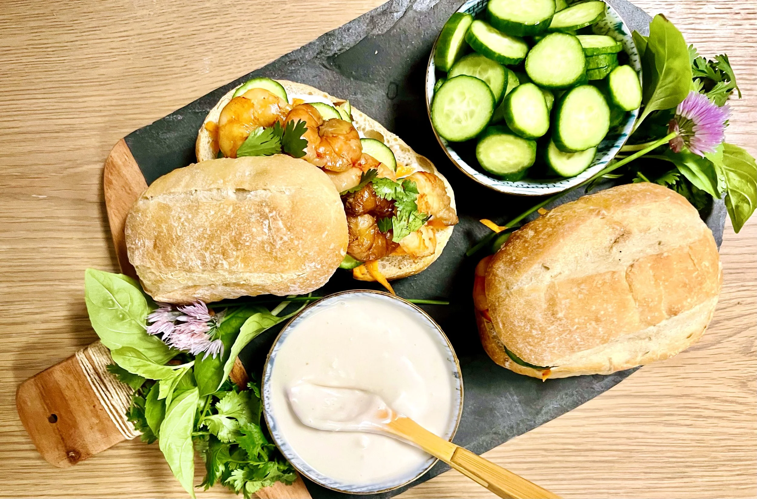Vietnamese Bánh Mì Shrimp Sandwiches