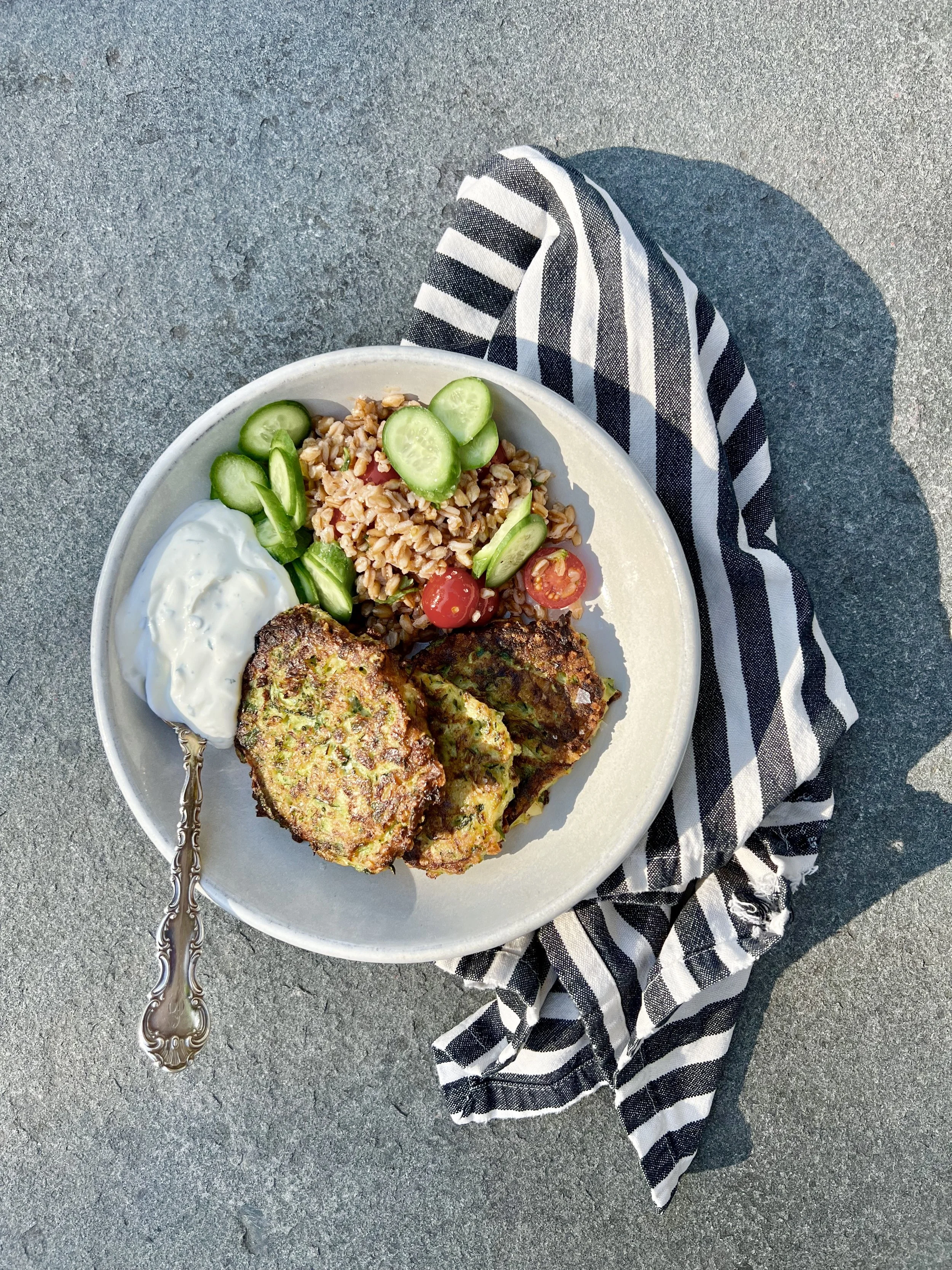 Greek Zucchini Fritters with Tzatziki