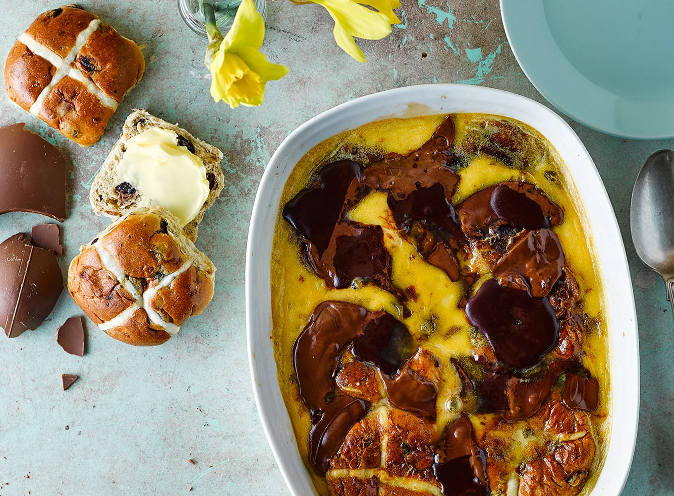 Easter ‘leftovers’ content for Gousto, 2016. Hot Cross Pudding