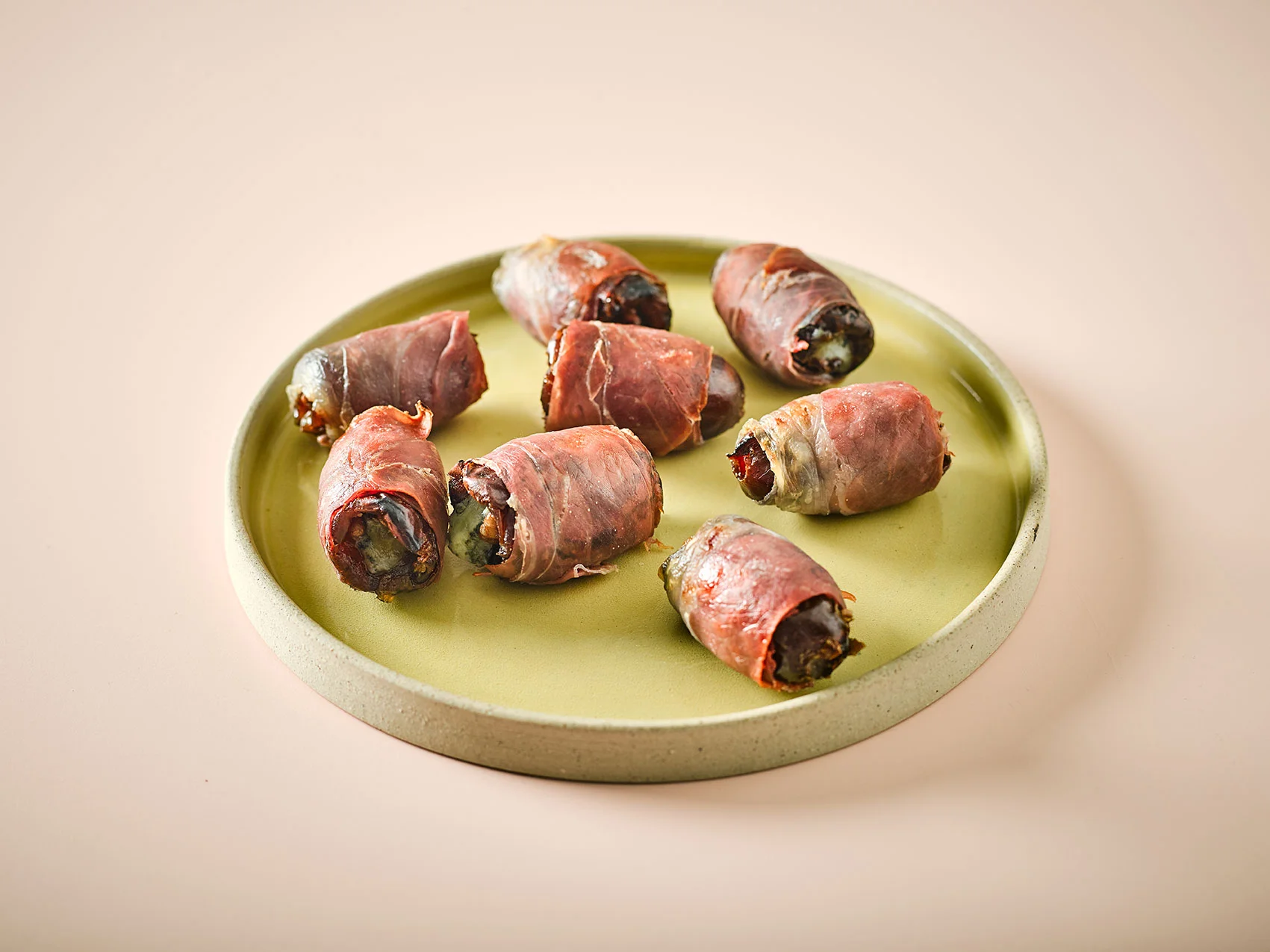 Christmas canapes for Gousto, 2016. Parma wrapped medjools w/pecan & blue cheese