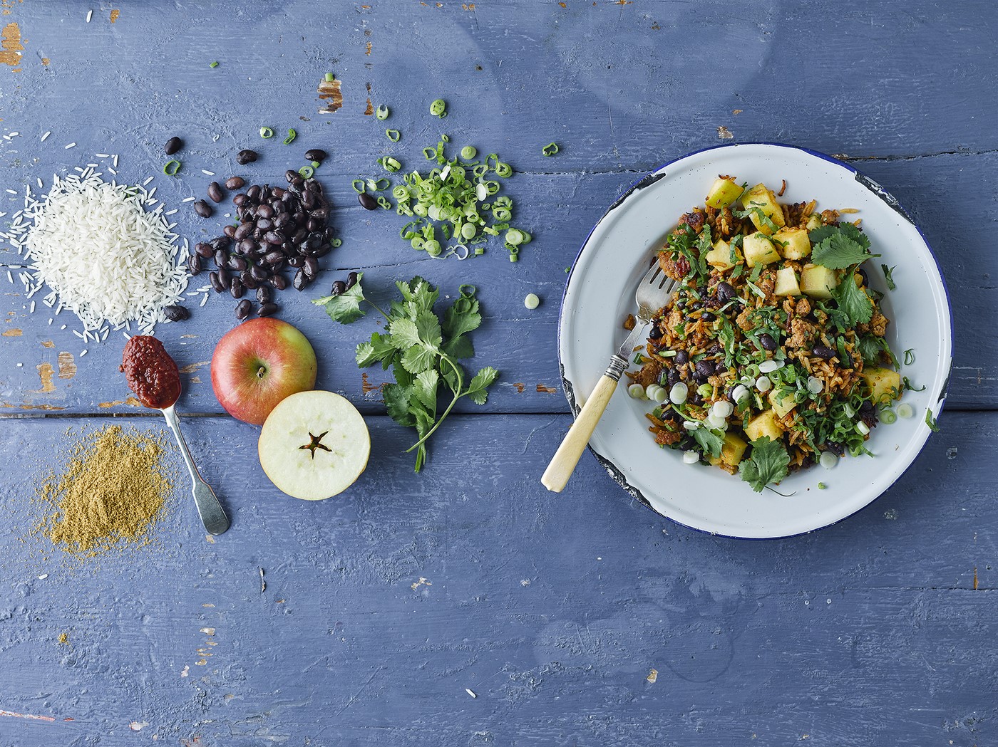 Mexican pork rice w/apple &amp; black beans 