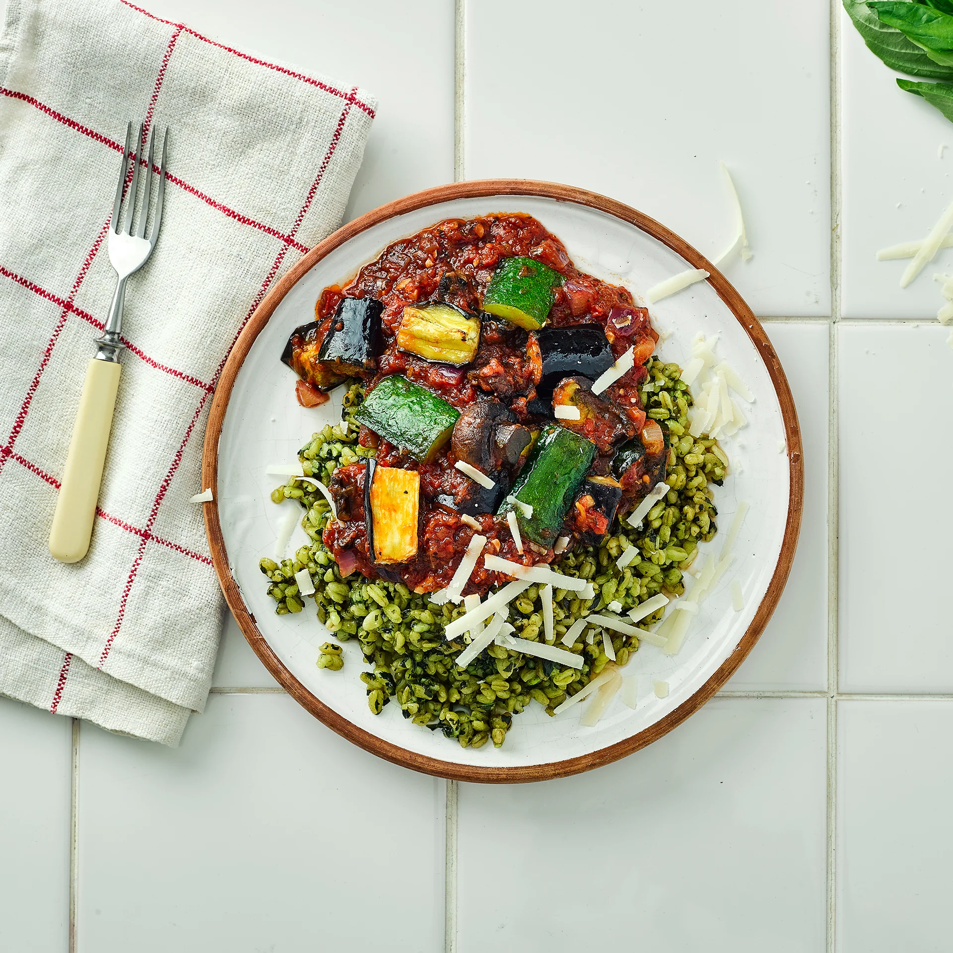 For Gousto, 2016. Baked ratatouile w/pesto wheatberries