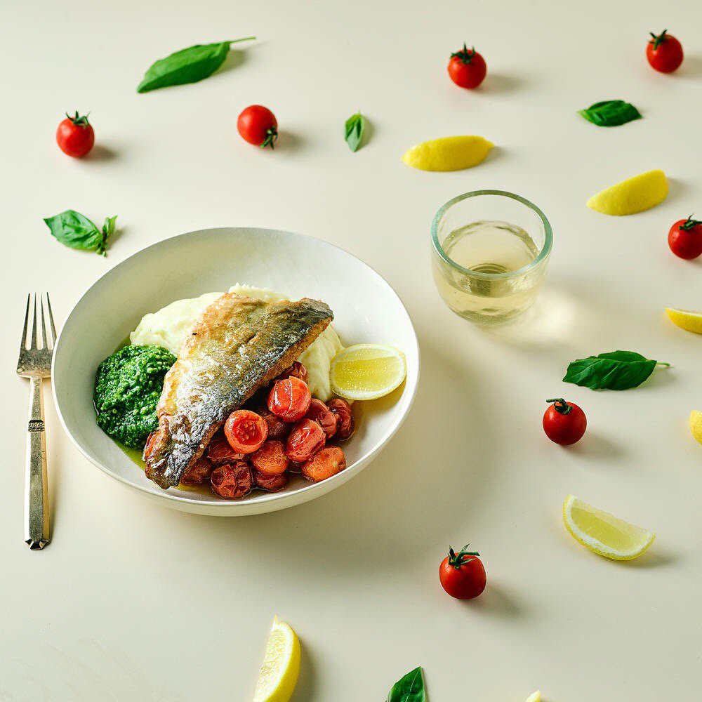  Styling for Gousto;  Seabass w/lemon mash  