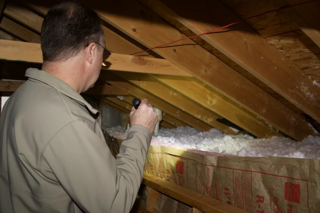 When it is safe to do so, I enter the attic space. I look for water leaks and possible mold presence. I also check for rodent intrusions and the quality and level of visible insulation.