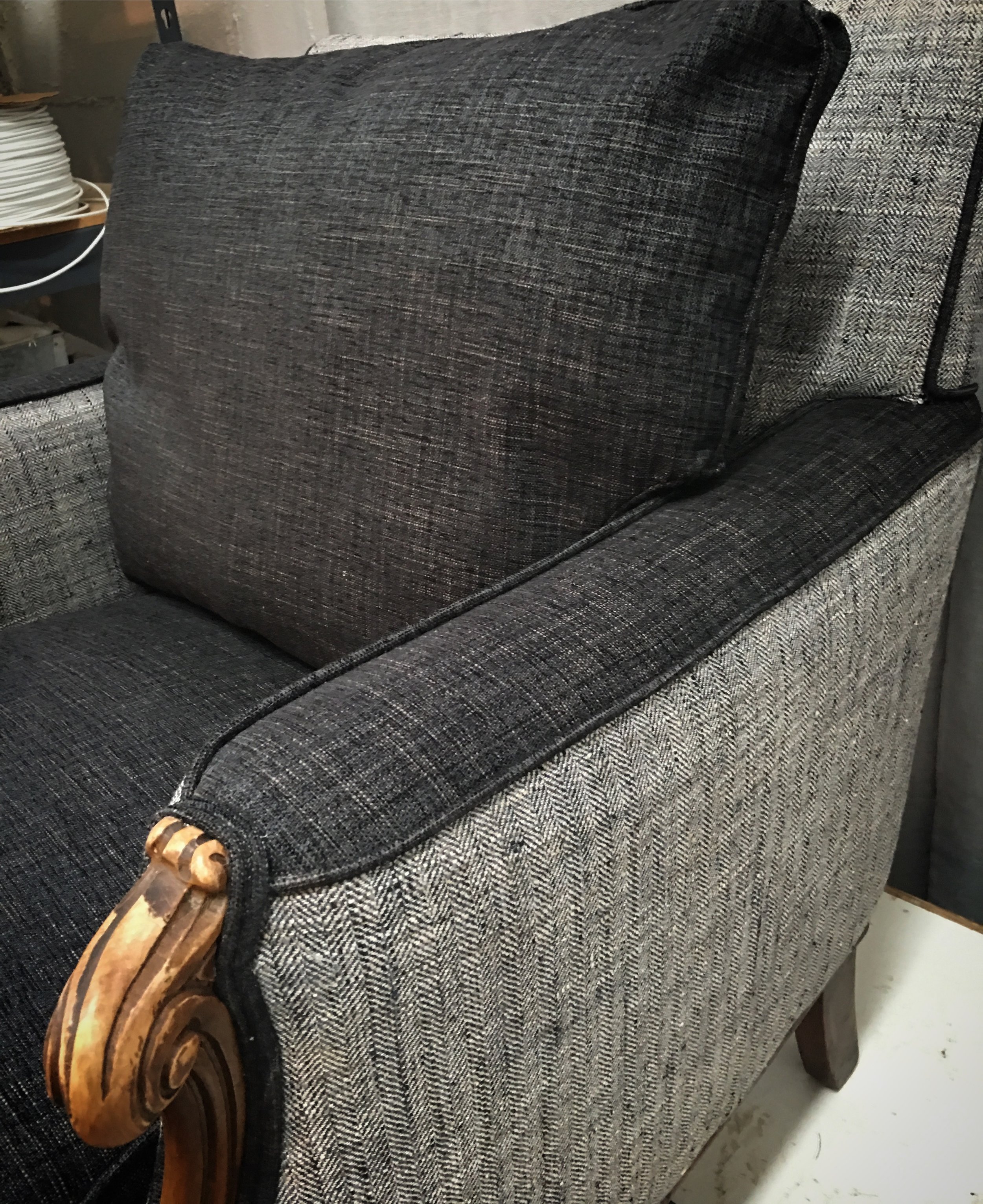 Black &amp; Gray Tweed Chair