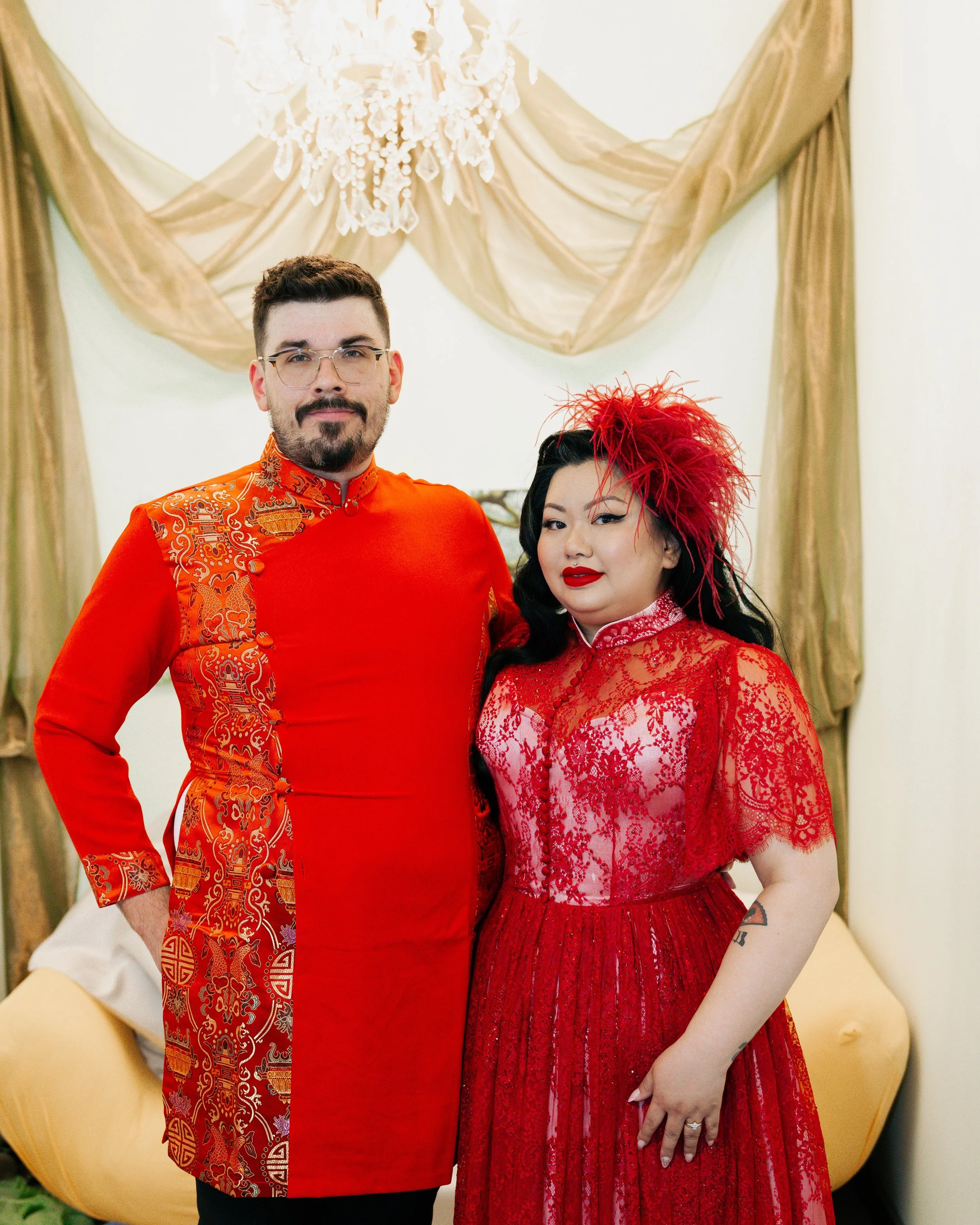 Chinese cheongsam corset wedding dress lace rhinestones