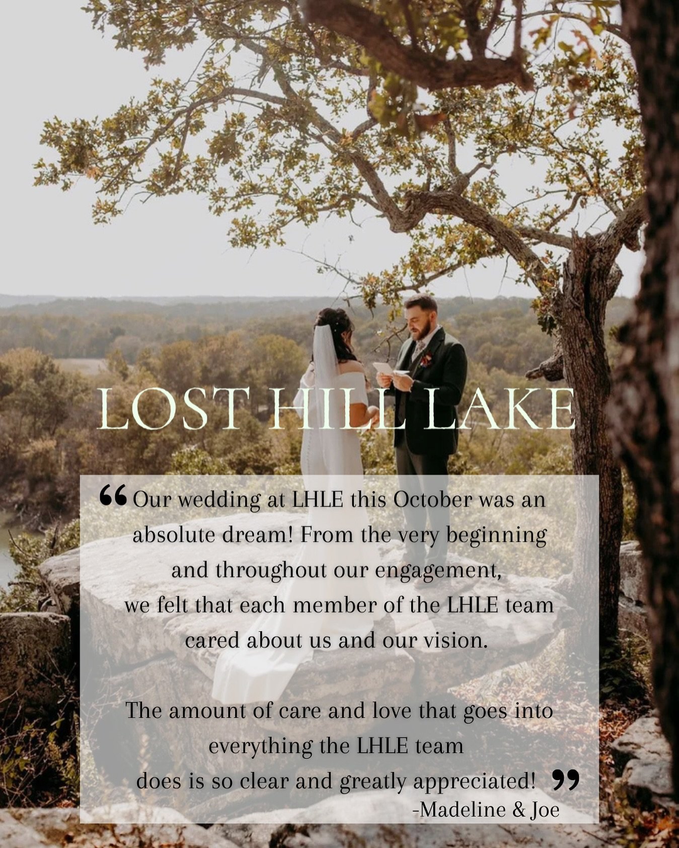 From an intimate moment at the top of Thinking Rock, to a fairytale &ldquo;I Do&rdquo; in the golden hues of Autumn. 

🌿We&rsquo;re here for it. 
Congratulations, Madeline &amp; Joe! 

Thanks for choosing Lost Hill Lake!
📷Brittany Reed Photography