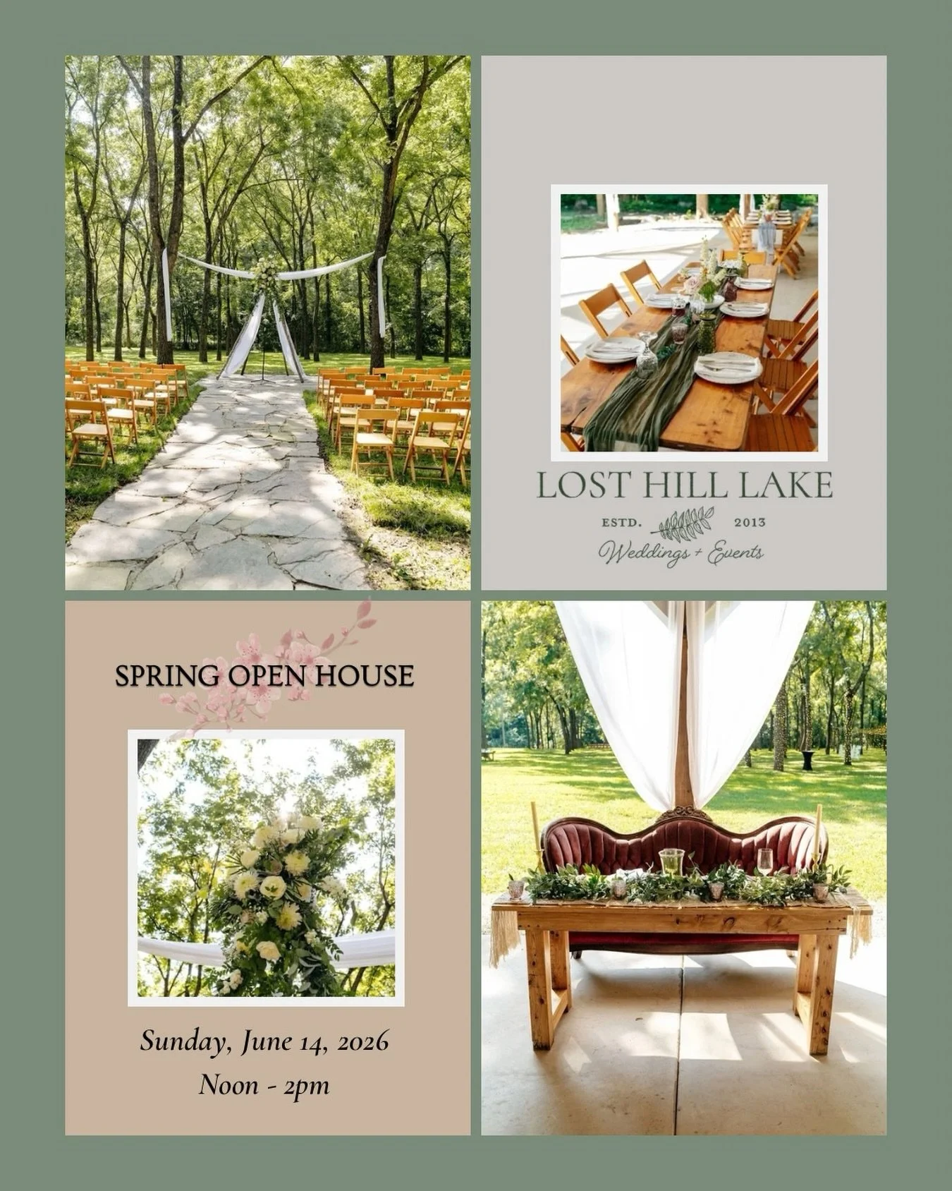 Okay, Bestie! You&rsquo;re getting MARRIED!! 💍😍

🙌We want to celebrate with you! 

Step into our wedding-ready - Ozark Forest, for our Spring Open House on Sunday, June 14th, Noon- 2pm. 

Why, you ask? 

🤍Fresh Signature Cocktails
🌿Preferred Ven