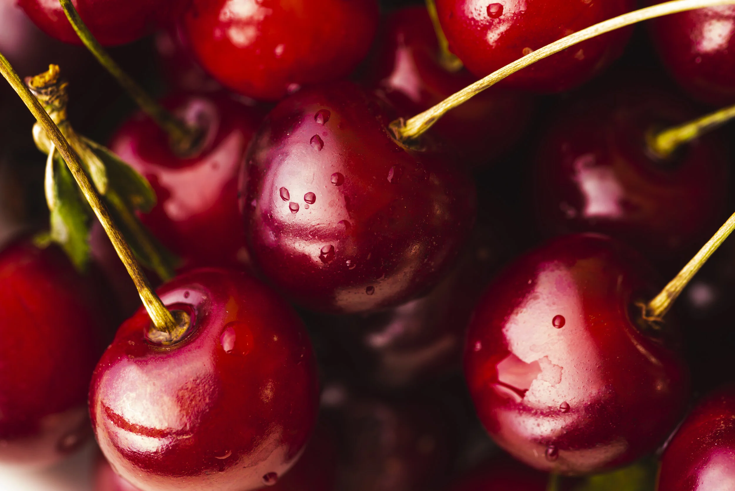 Bright red cherries