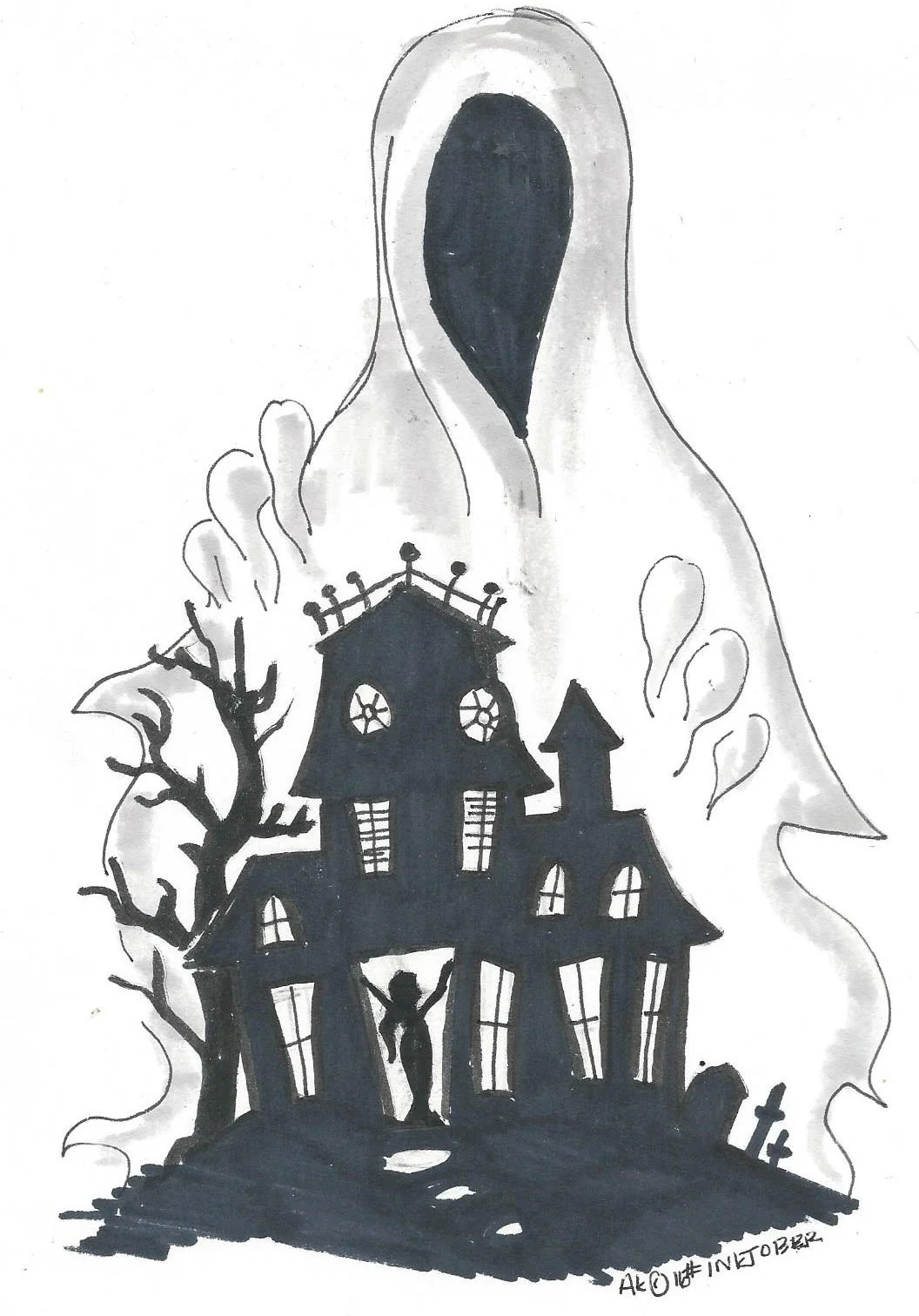 Inktober 2016 Day 21: Big/ Haunted