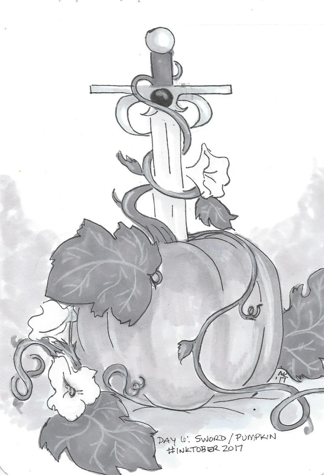 Inktober 2017 Day 6: Sword/Pumpkin