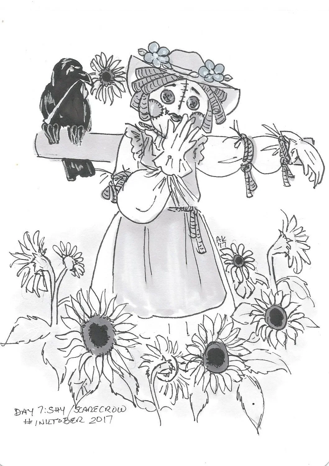 Inktober 2017 Day 7: Shy/Scarecrow