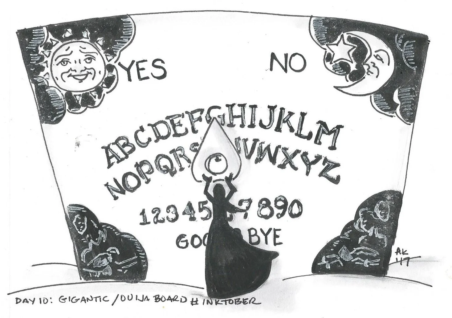 Inktober 2017 Day 10: Gigantic/Ouija Board