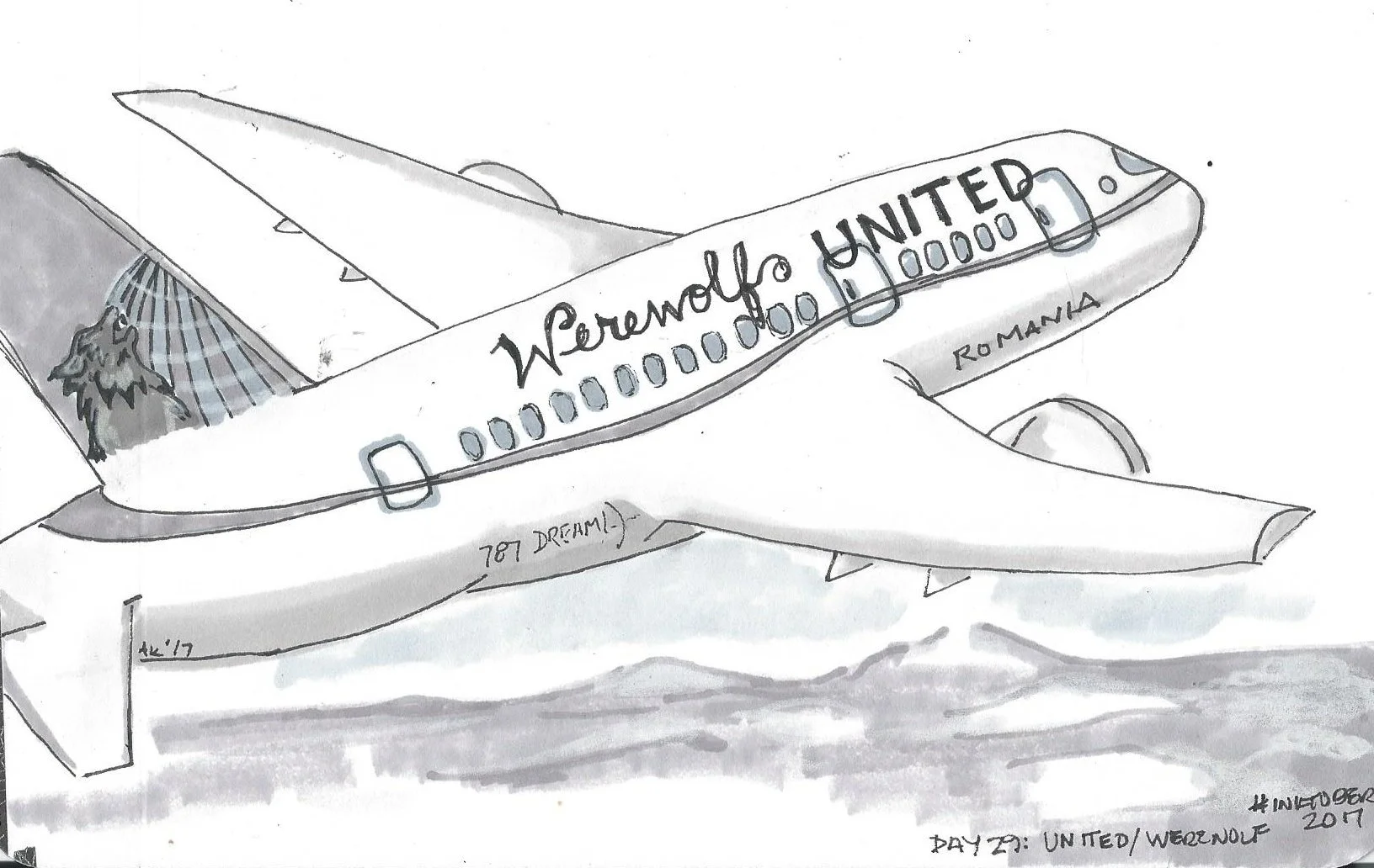 Inktober 2017 Day 29: United/ Werewolf
