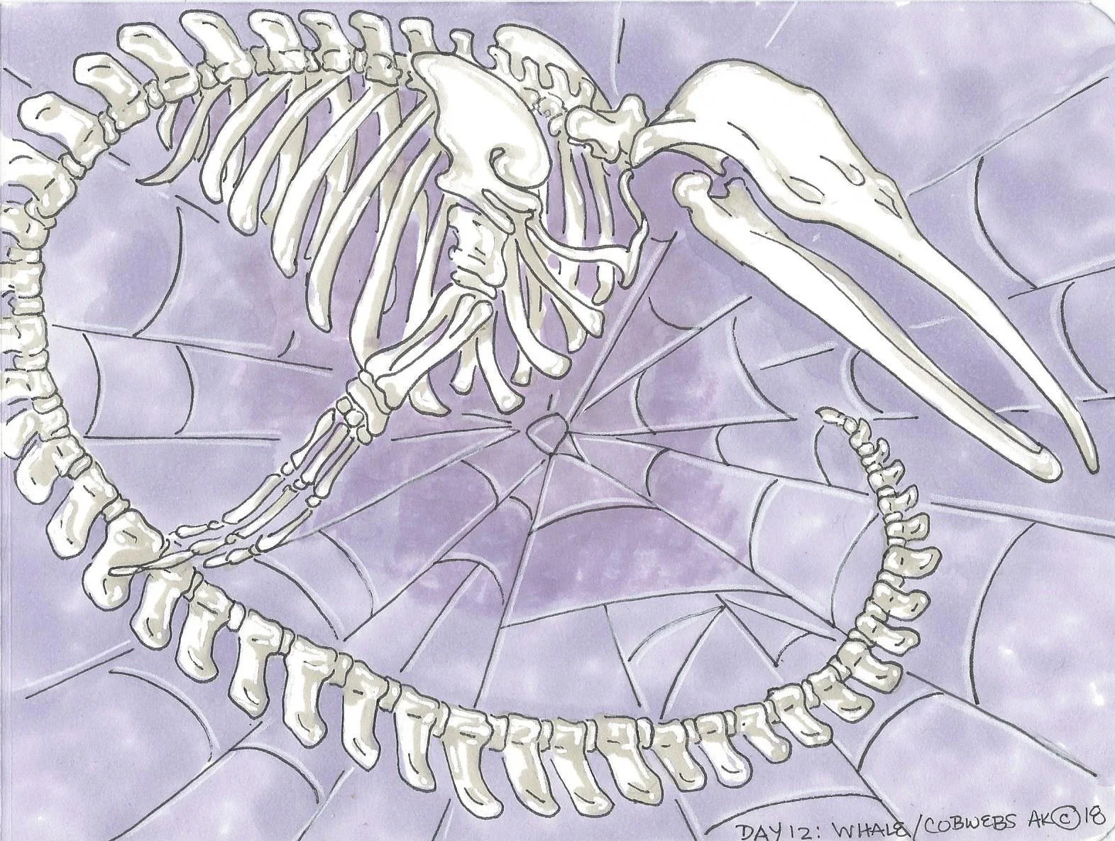 Inktober 2018 Day 12: Whale/Cobwebs