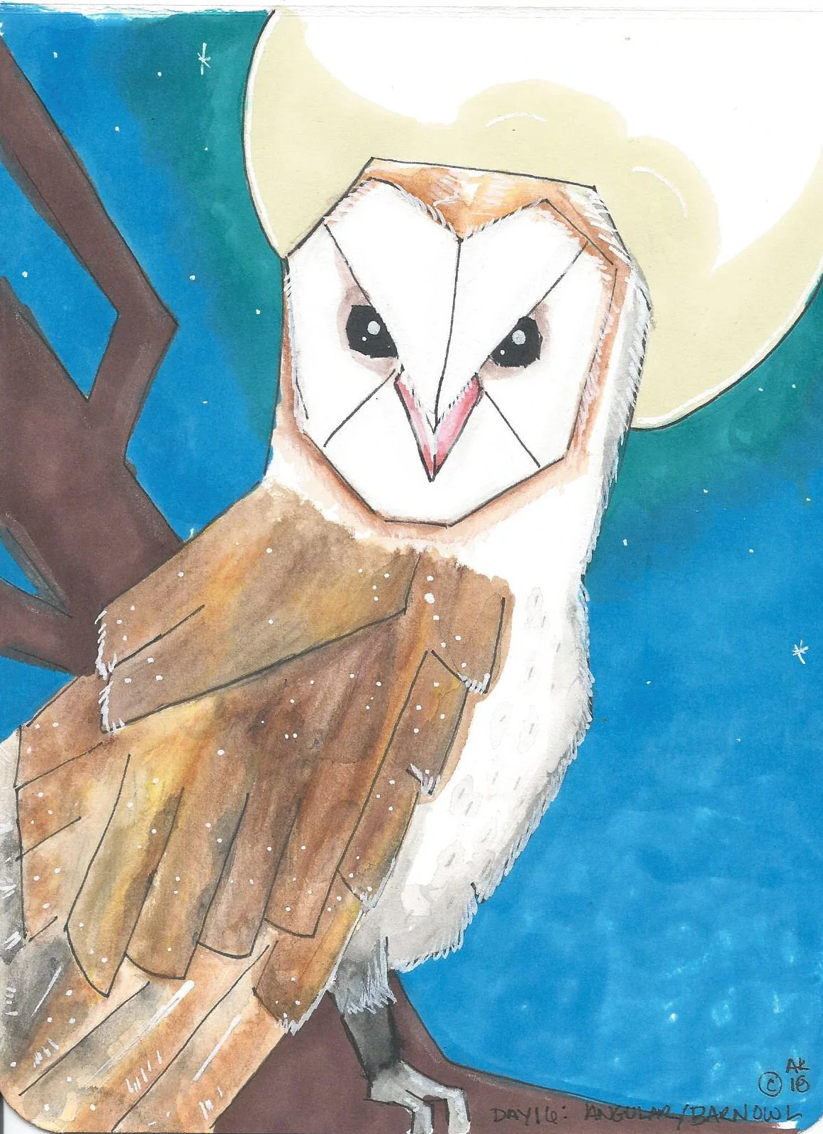 Inktober 2018 Day 16: Angular/Barn Owl