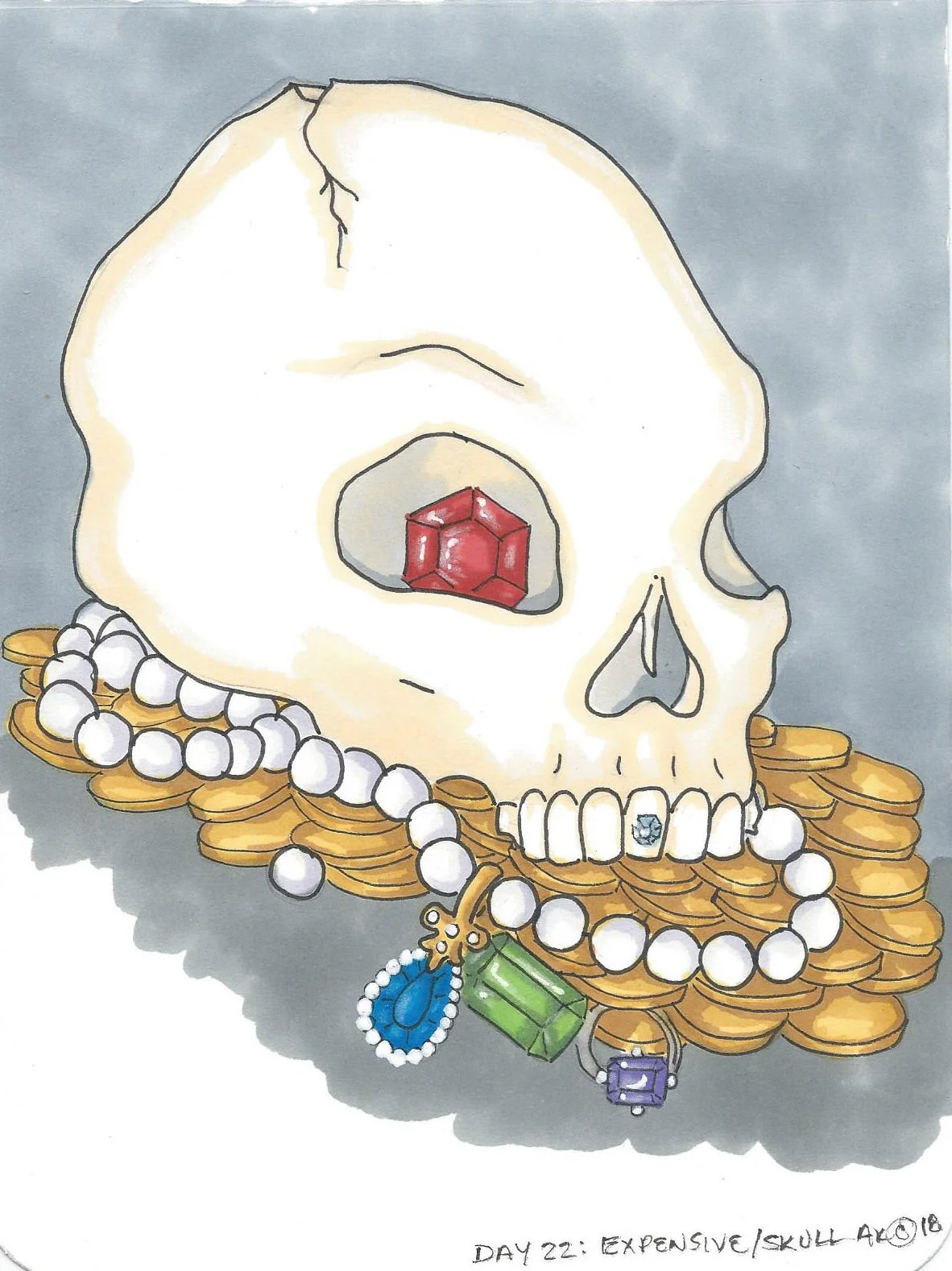 Inktober 2018 Day 22: Expensive/ Skull