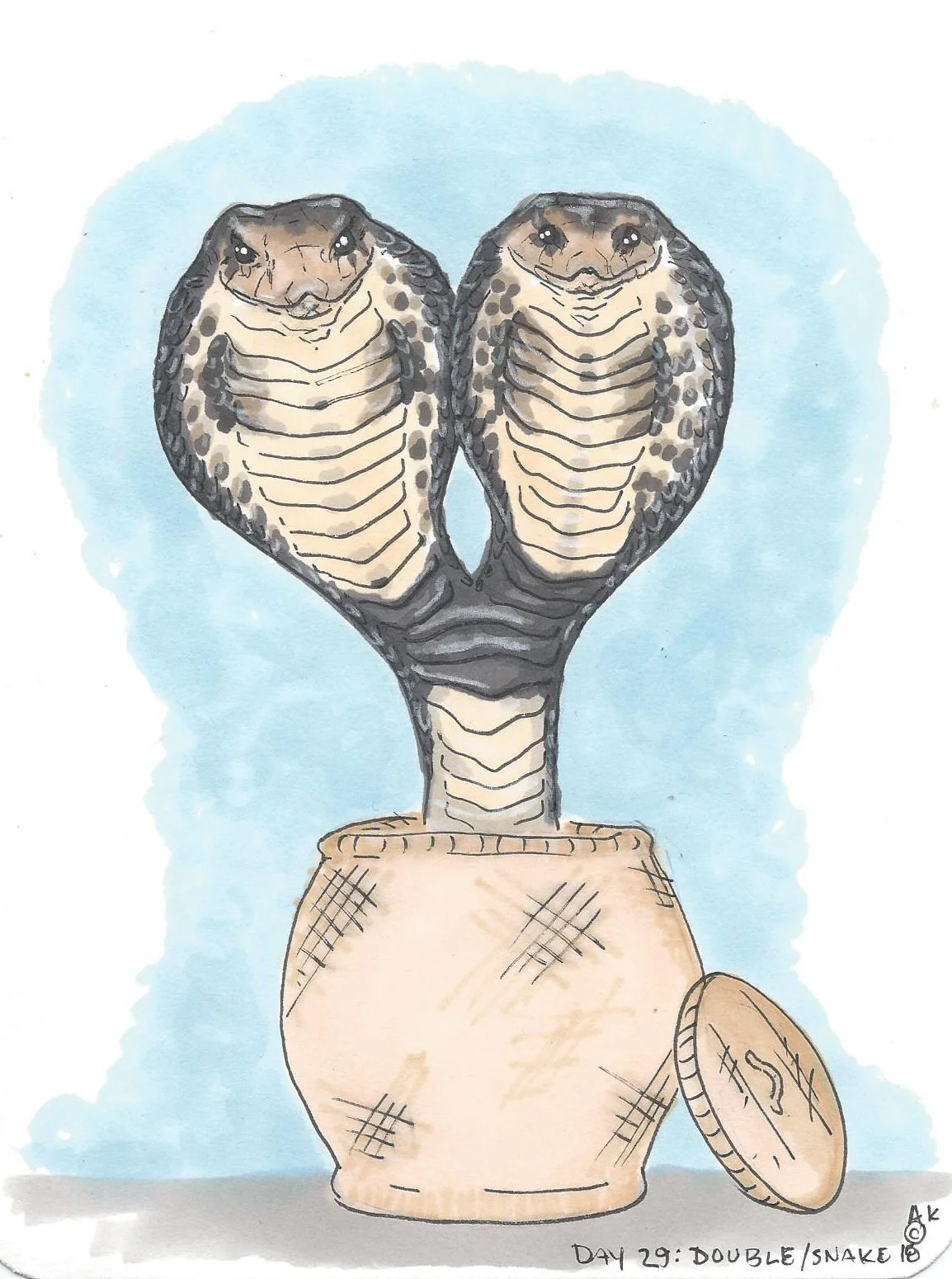 Inktober 2018 Day 29: Double/Snake