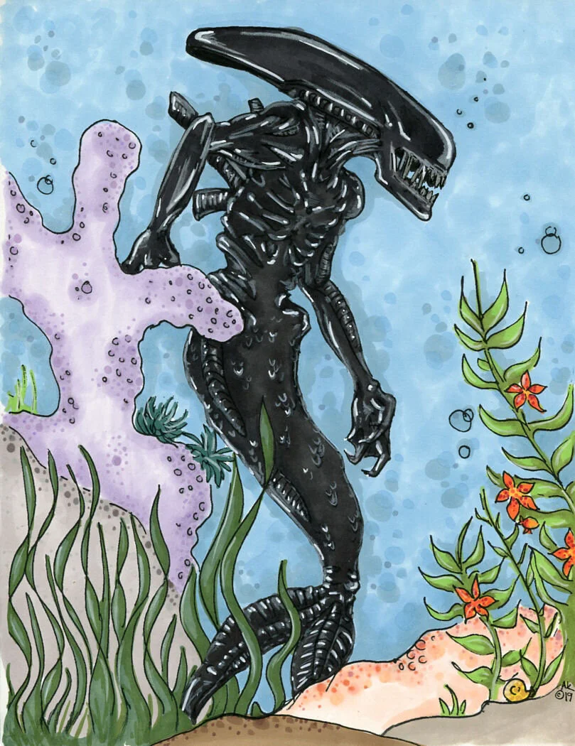 8x10- Xenomorph Mermaid
