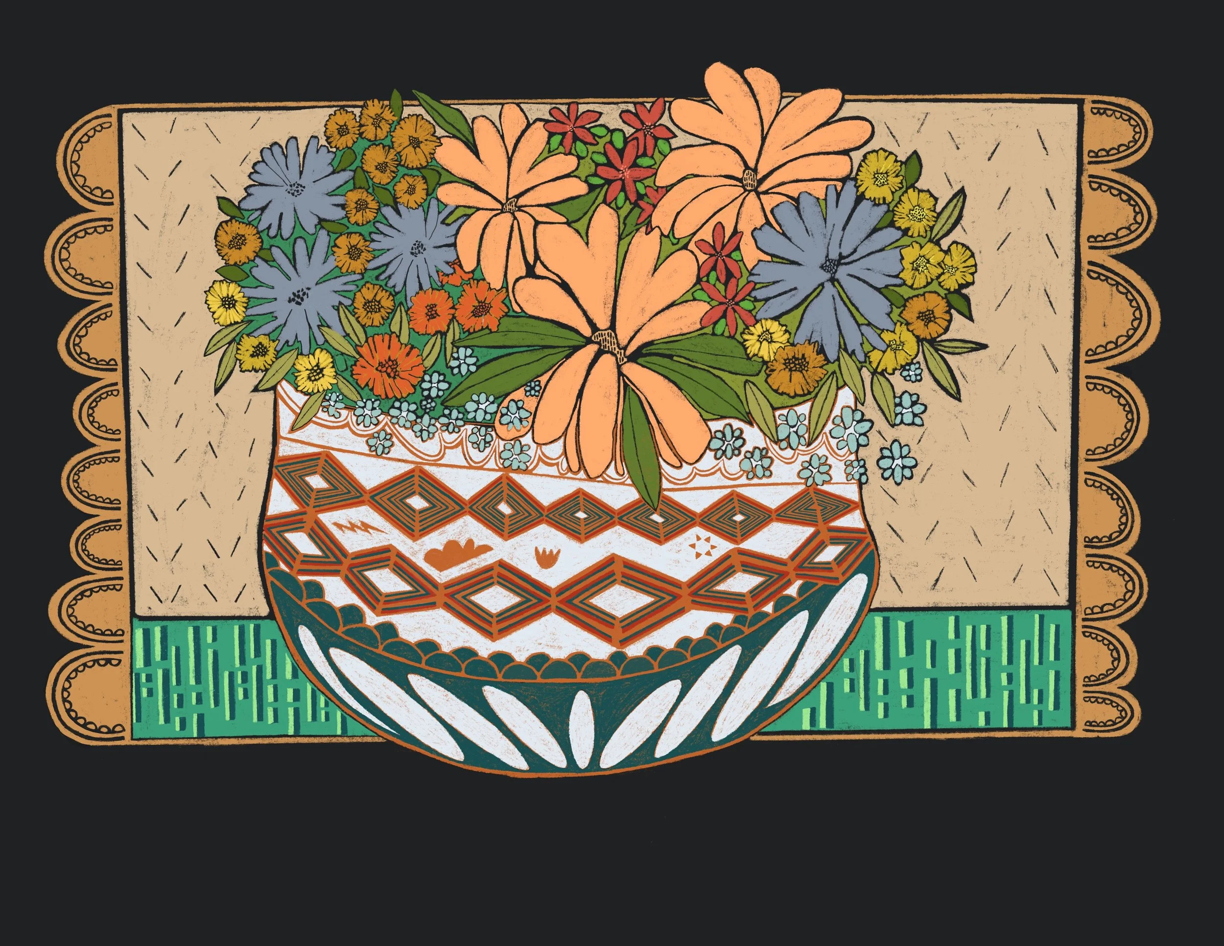 + mexican florals flag +