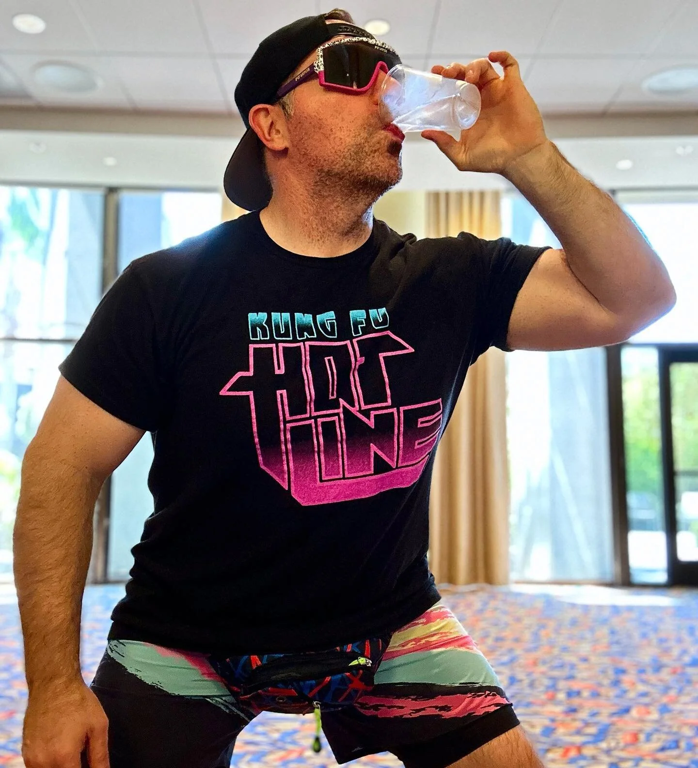 Lift hard, hydrate gently, and listen to @kungfuhotline ⁣
⁣
They&rsquo;re the 80s band the world needs 💜⁣
⁣
⁣
⁣
⁣
⁣
#kungfuhotline #pitviper #pitvipersunglasses #pitviperkeyplayer #chubbiesshorts #posechallenge #80sfashion #80skid @chubbies @pit_vip
