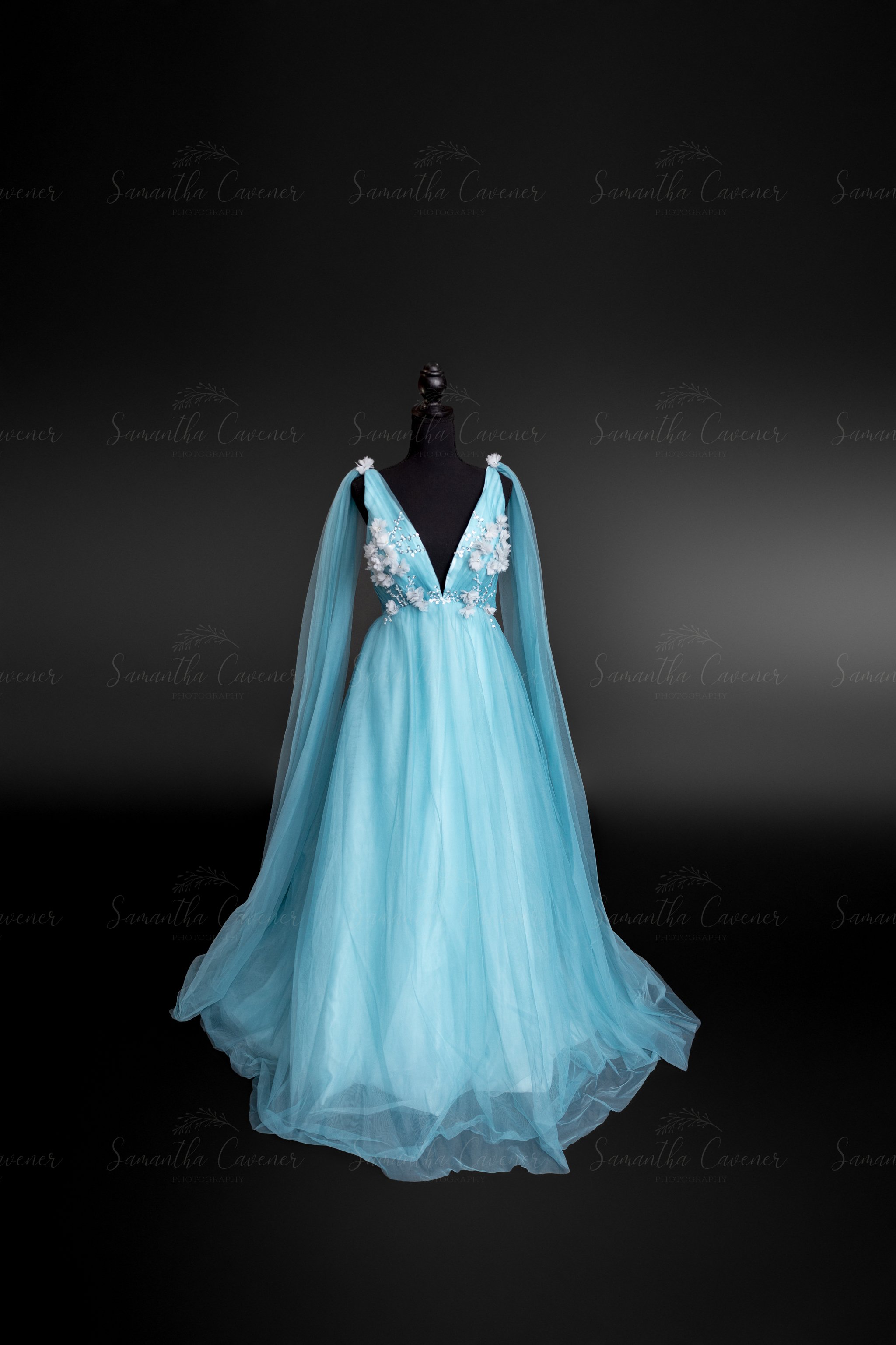 Sky Blue Tulle Gown