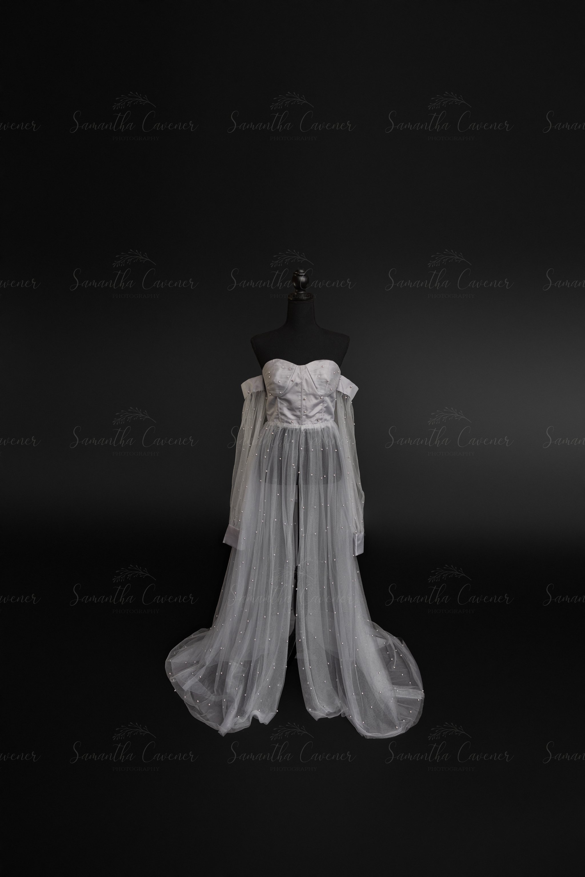 Pearl Grey Tulle Gown