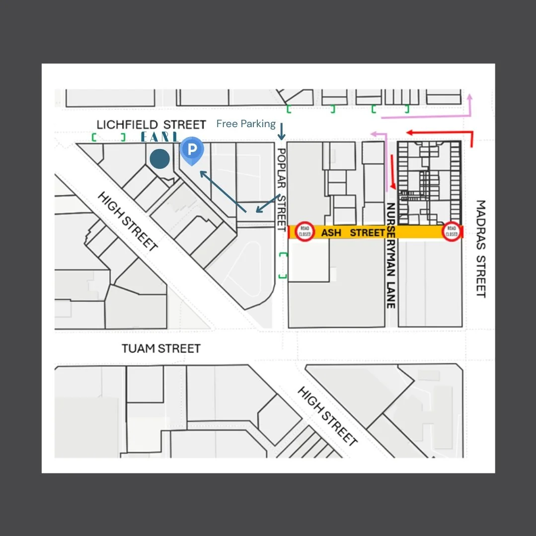 Location map for Earl restaurant in Christchurch New Zealand
