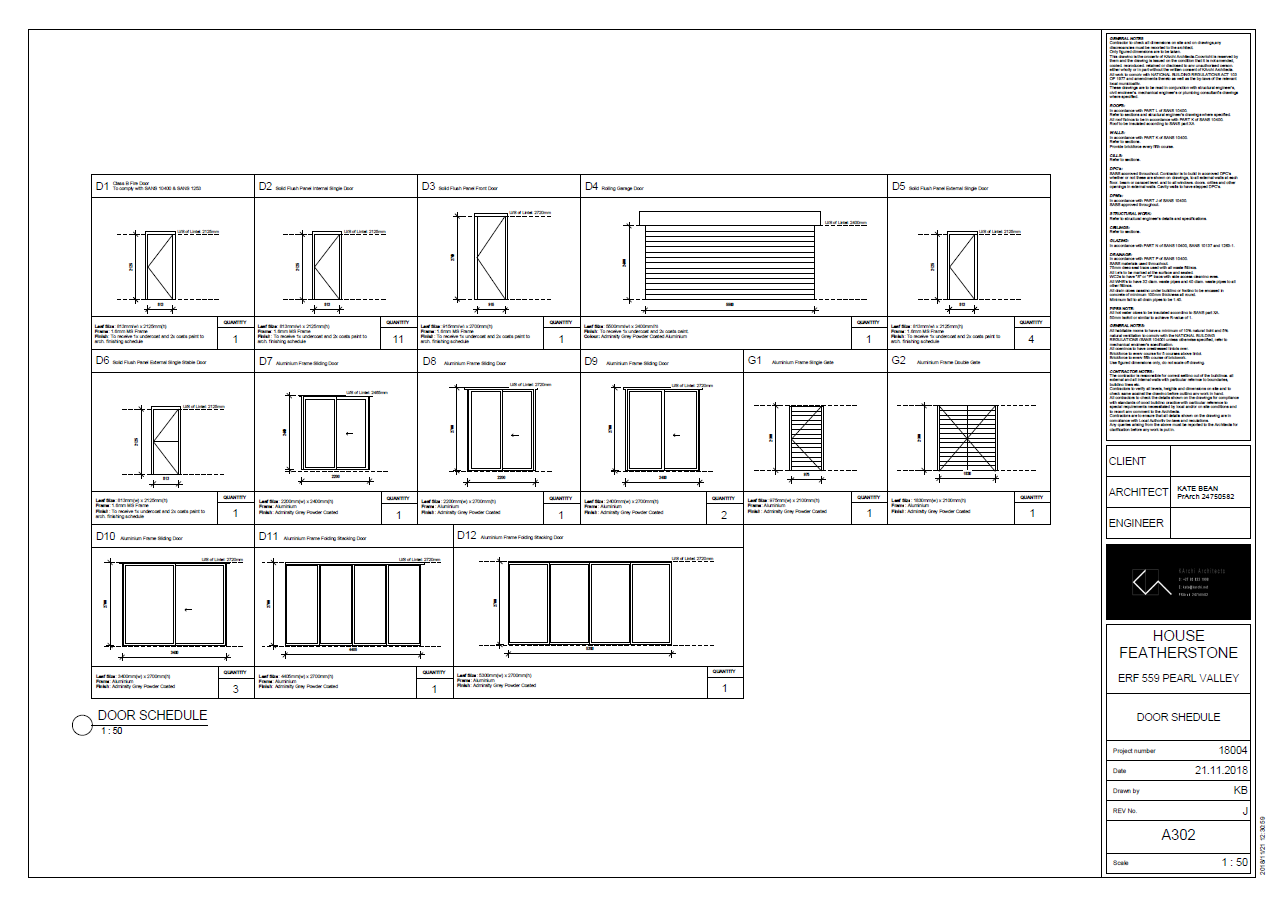 Municipal/ Construction Drawings: Door Schedule