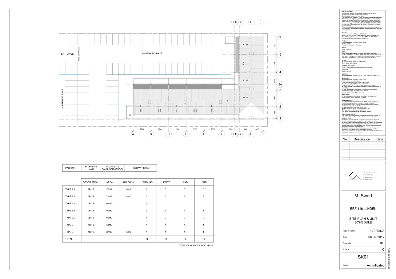   Sketch Design:  Site Plan &amp; Unit Schedule 