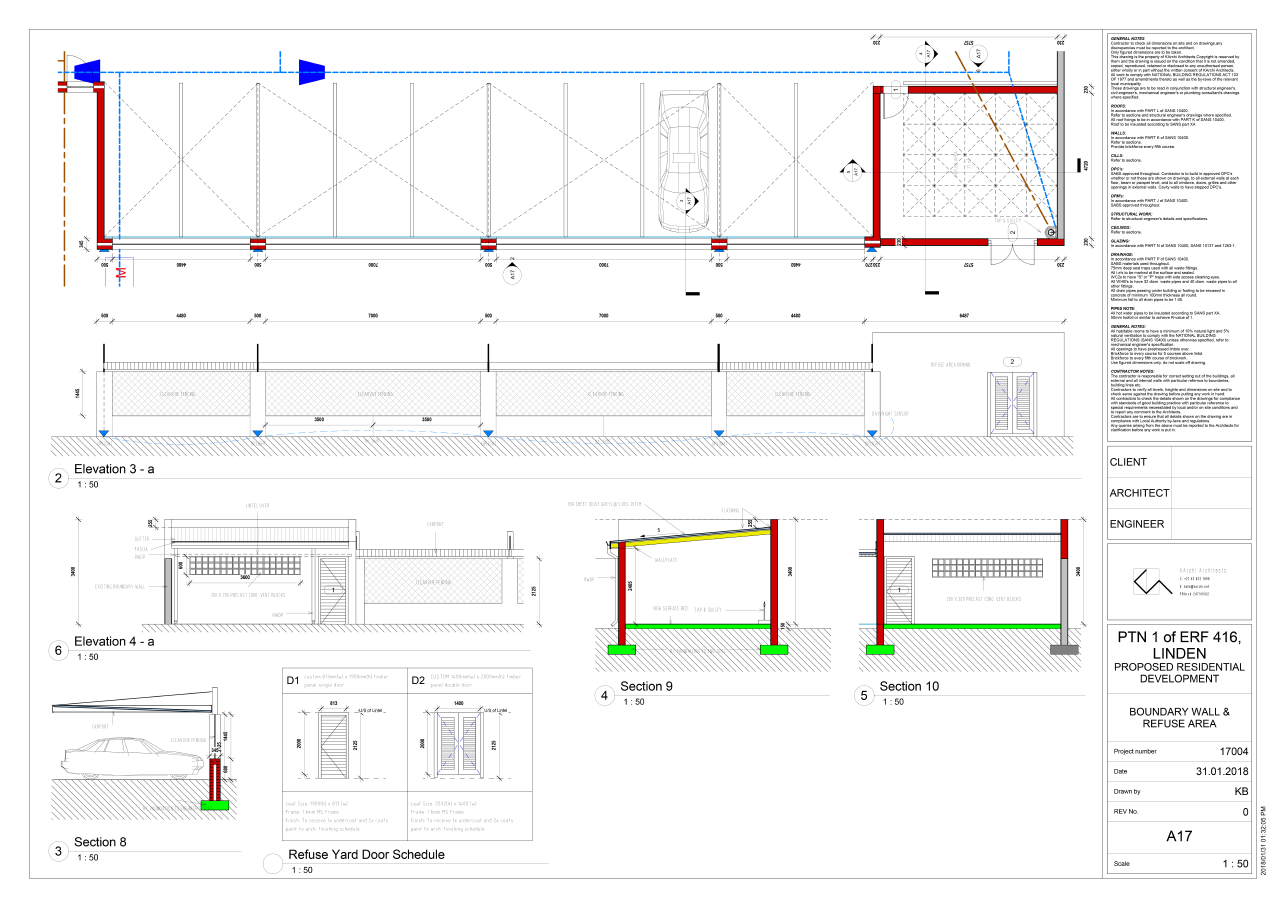   Municipal/ Construction Drawings:  Boundary Walls and Refuse Details 