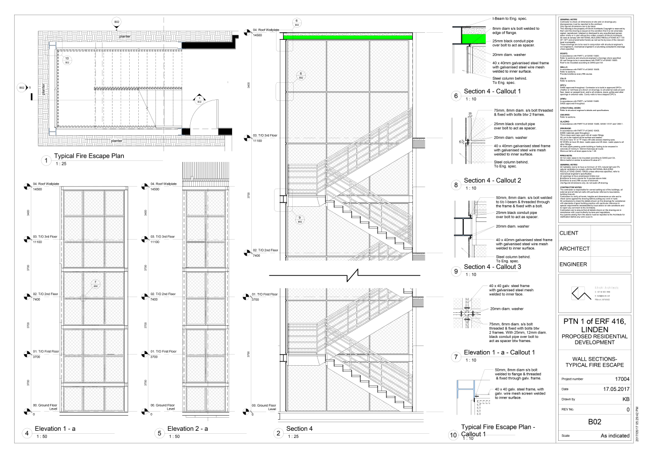   Construction Drawings:  Fire Escape Details 