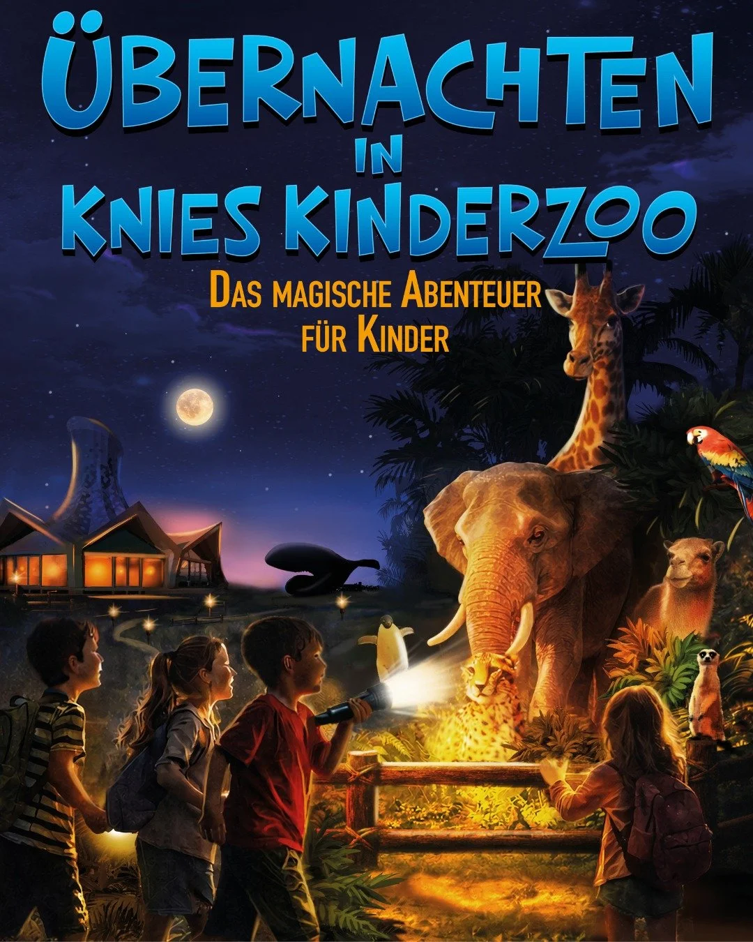 Neu: &Uuml;bernachten in Knies Kinderzoo 🐘

Gemeinsam mit @knieskinderzoo  haben wir ein neues Eventerlebnis f&uuml;r kleine und grosse Entdecker:innen entwickelt.

Ein Zoo bei Nacht, geheimnisvolle Stimmung, spannende R&auml;tsel und eine &Uuml;ber