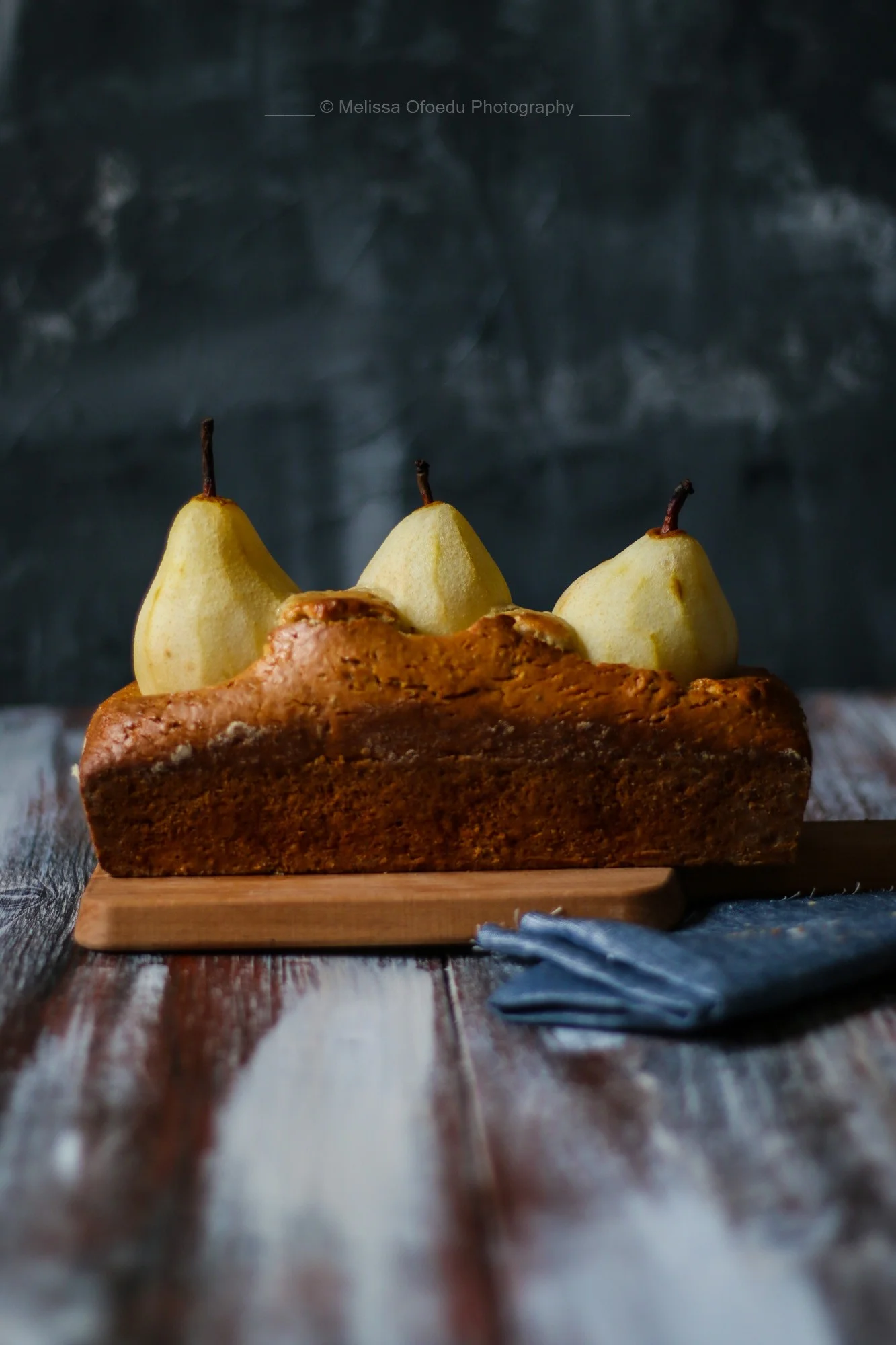 Orange Blossom Poached Pears on Chia Loaf