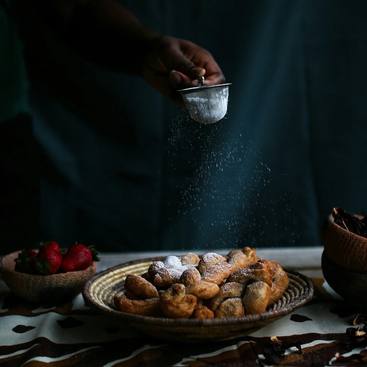 African Chin Chin with Hibiscus &amp; Strawberry Glaze