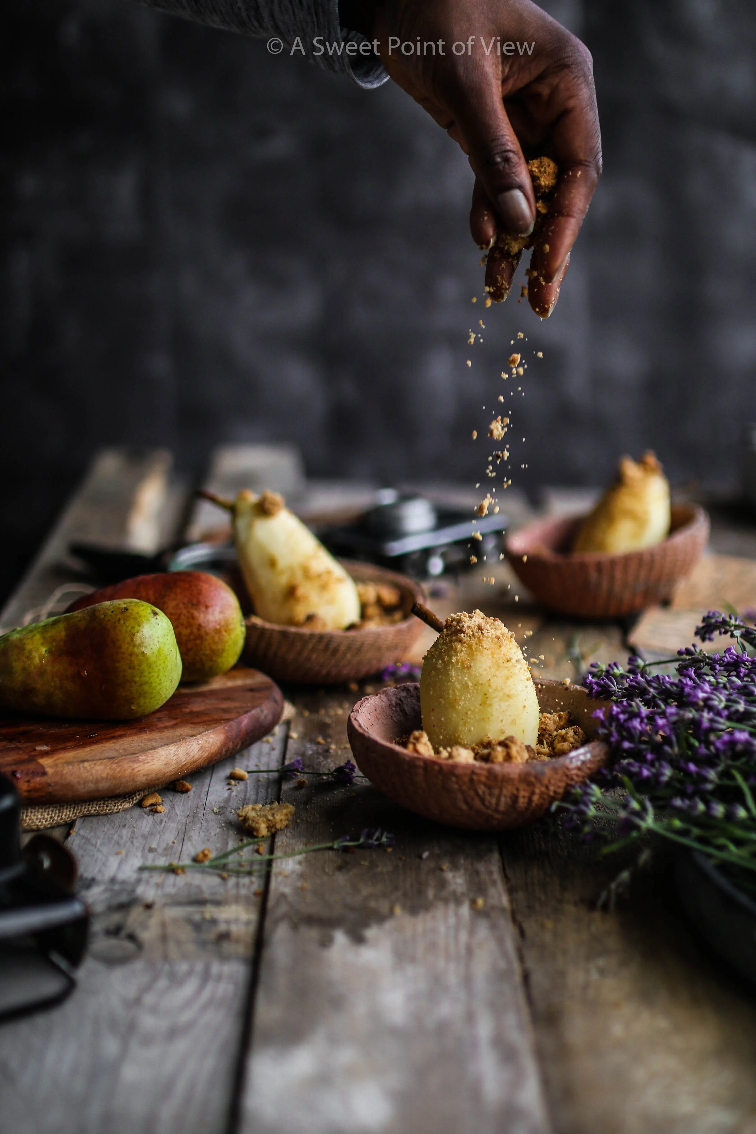 Lavender Poached Pears &amp; Simple Crumble