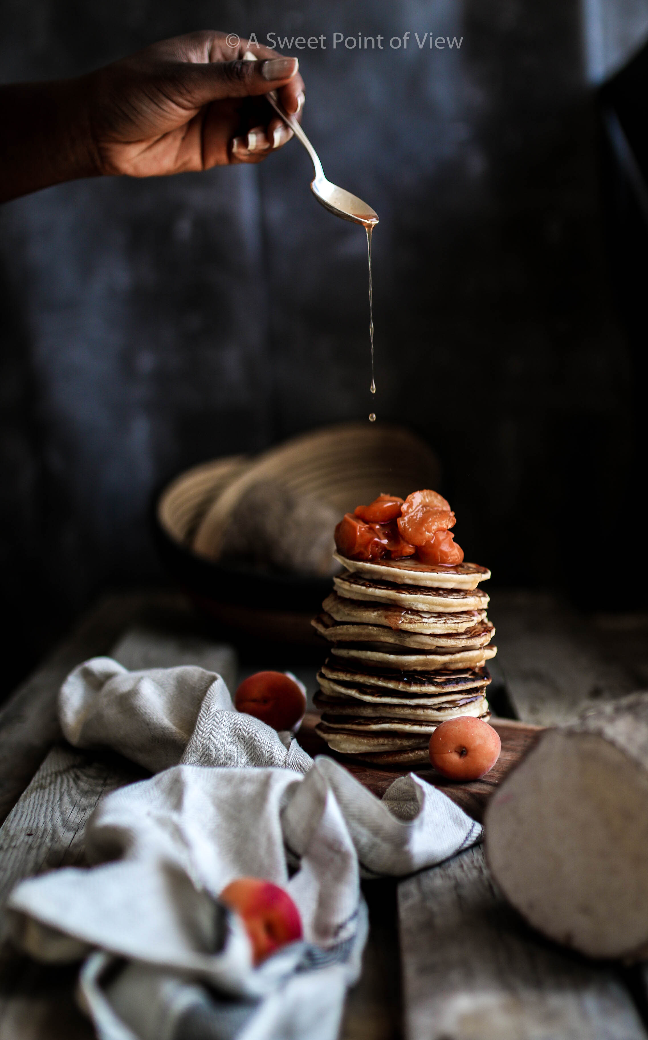 Yam Flour Pancakes with Apricot Compote