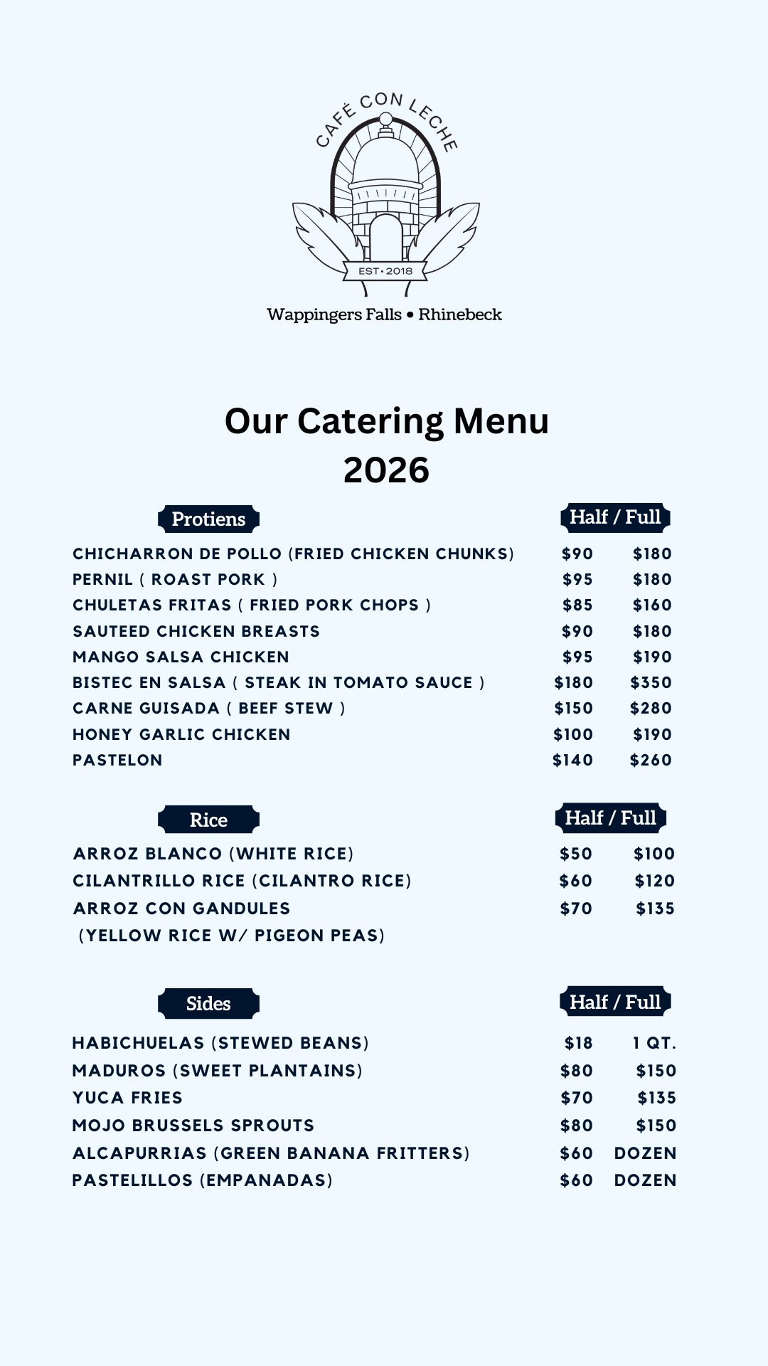 custom catering menus: perfect 2026 Images High... Catering โ Cafe Con Leche