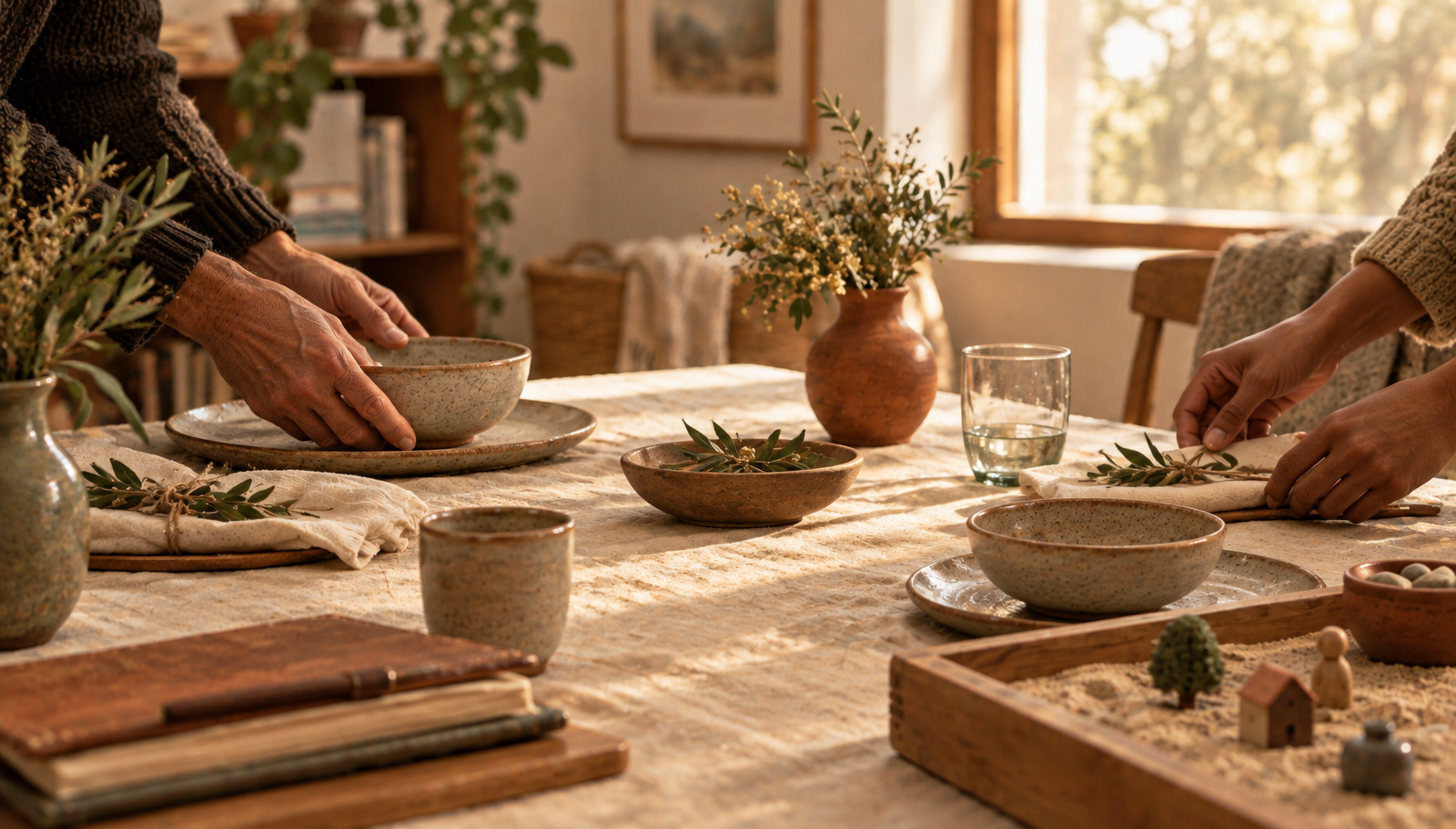a parent and their transracial adoptee setting a table together