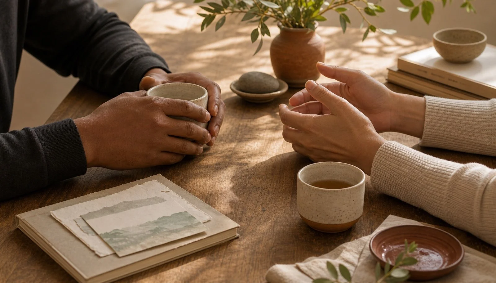 Adult family members in conversation during family therapy in NYC