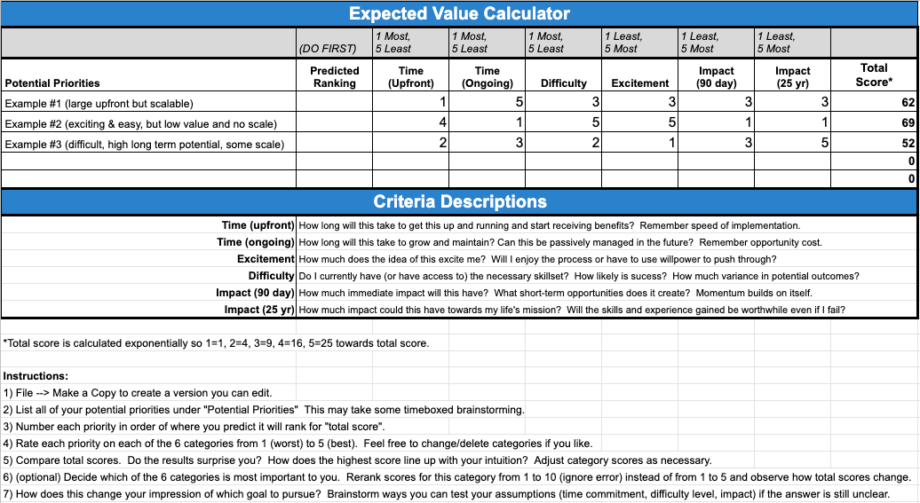 Expected Value Calcuator