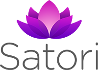 Satori company logo with purple lotus