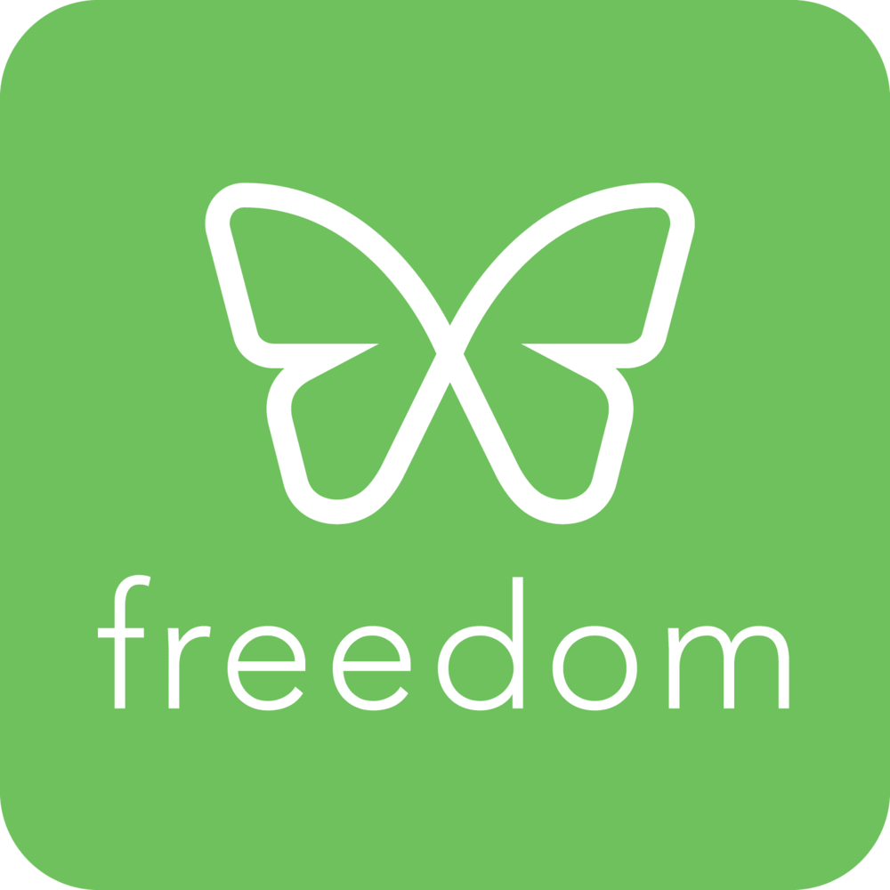 freedom logo with butterfly