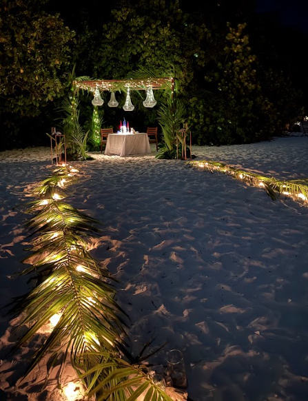 Intimate luxury  private dinning experience on a private island