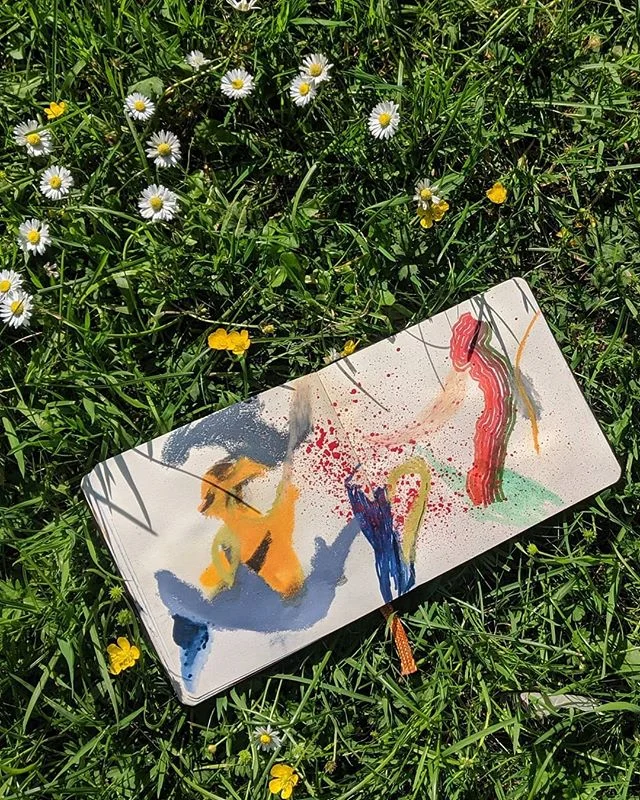 A shot of my sketchbook from a day when I was feeling particularly awful. Putting down the colors I feel and working with the landscape (inner and outer) are ways I am able to make peace with the pain.