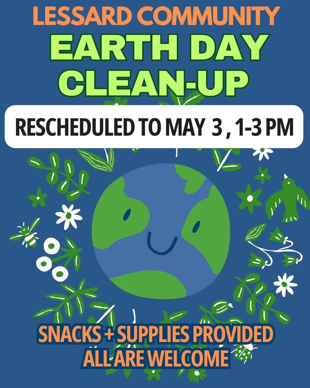 With the blustery weather, we have rescheduled our Earth Day Community Cleanup to Sunday May 3, from 1-3 PM at the Lessard Community League. Snacks and supplies are provided, we just need your helping hands! All are welcome. See you there!