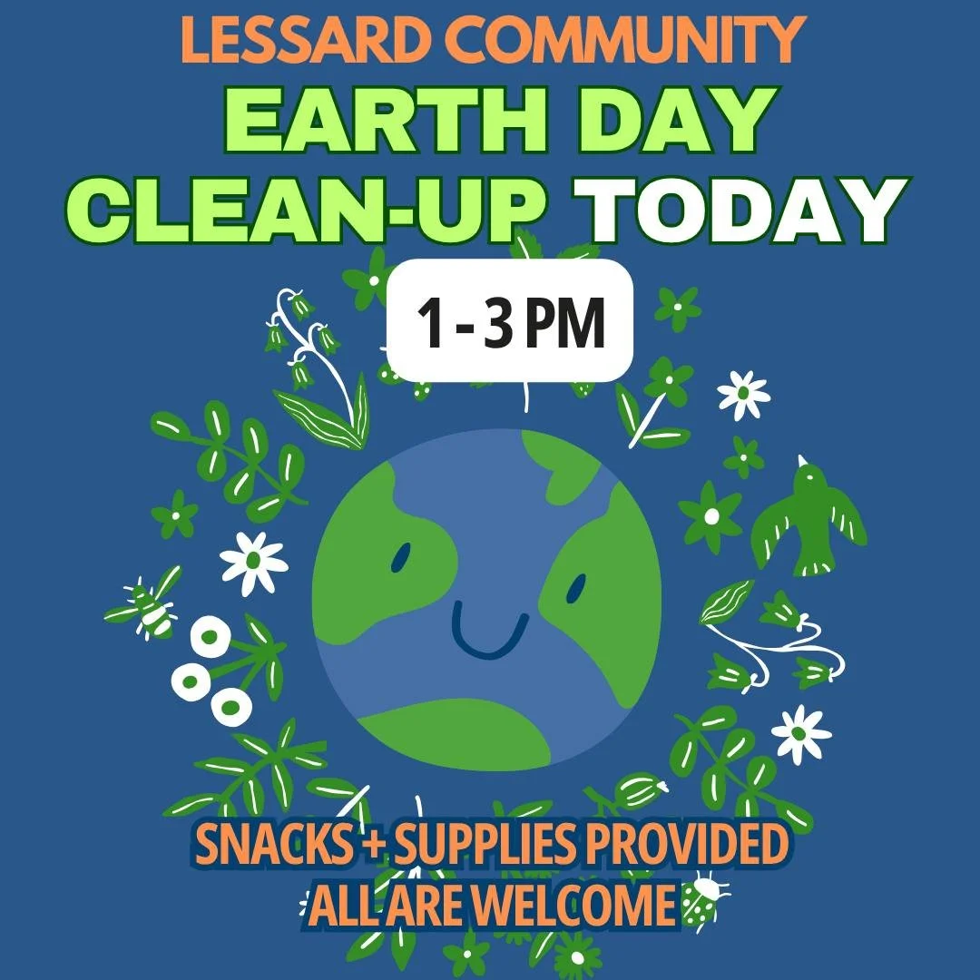 REMINDER: Our community clean-up event is THIS AFTERNOON from 1-3pm. Swing by the hall for supplies and snacks as we work to beautify our community.