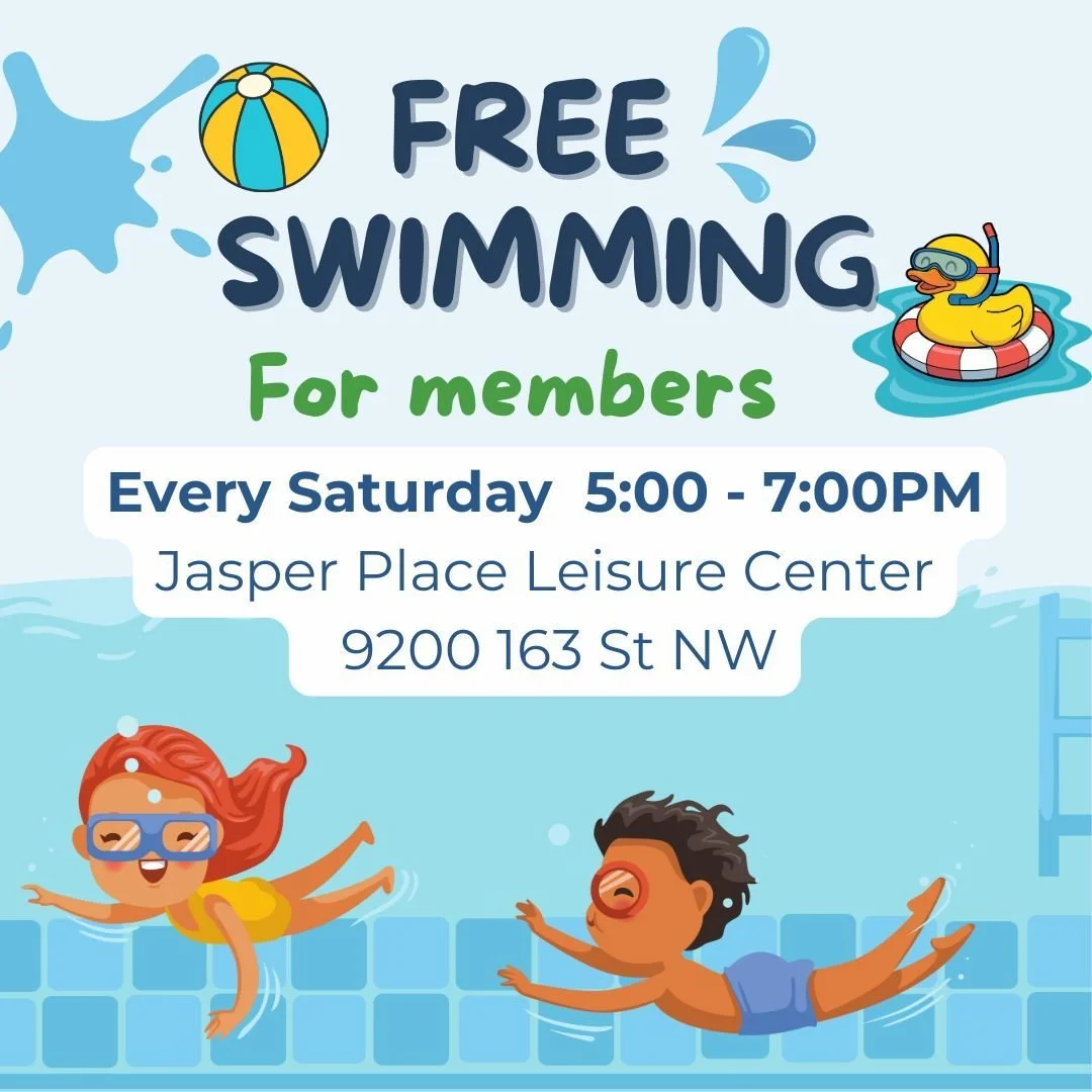 Need to get some energy out this weekend? Remember that Jasper Place Leisure Centre is FREE for community league members every Saturday from 5-7pm!