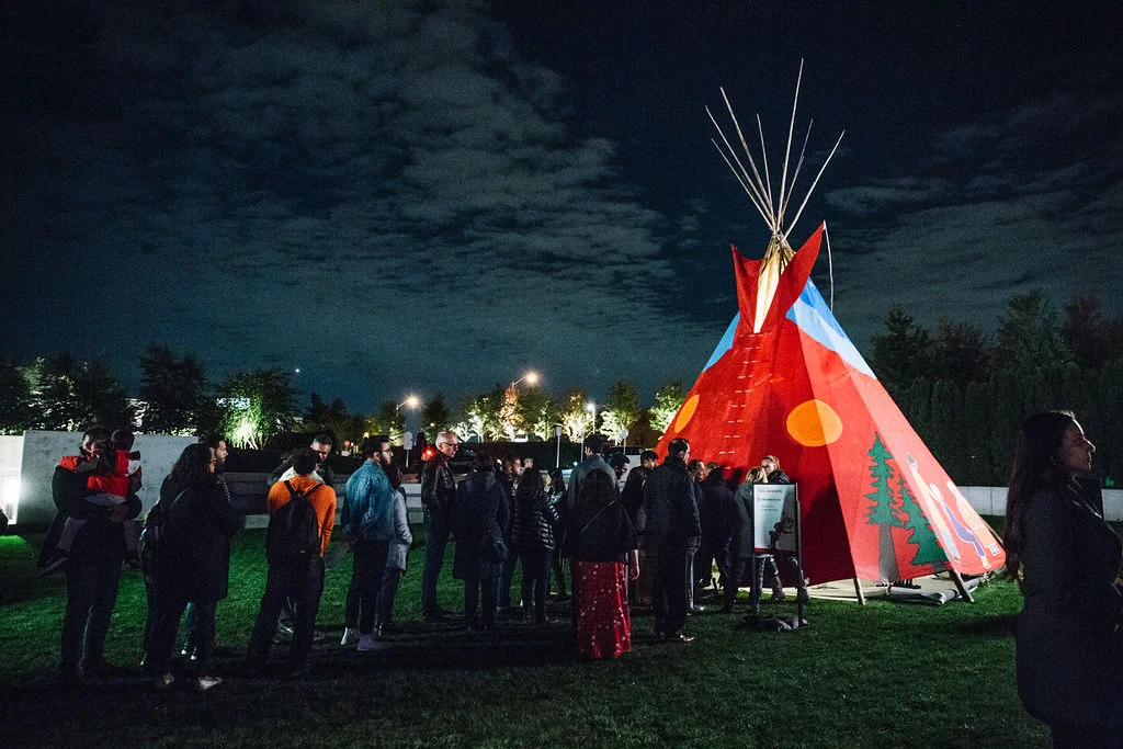 Fire Council Teepee. Aga Khan Museum. Nuit Blanche. 2018.