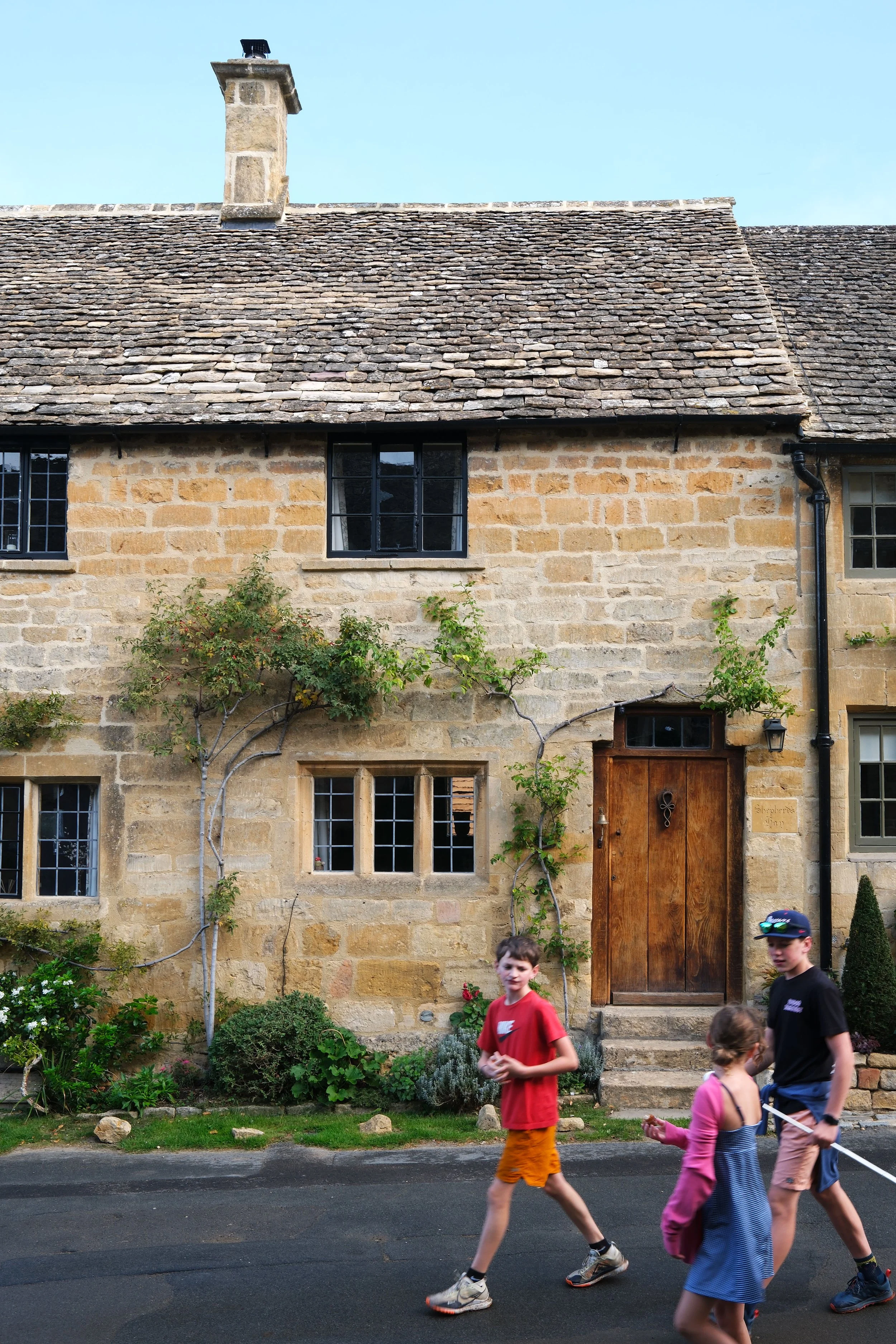 Kids walking the 102 mile Cotswold Way trail in England